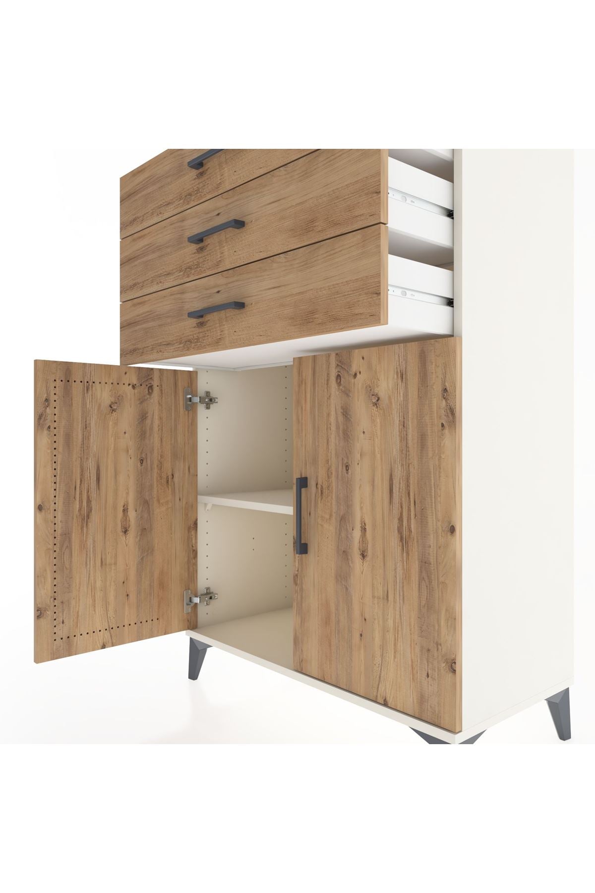 Hyperion Dolap Tek Raflı 3 Çekmeceli 2 Kapaklı 88x44x134 - S51M120V3B