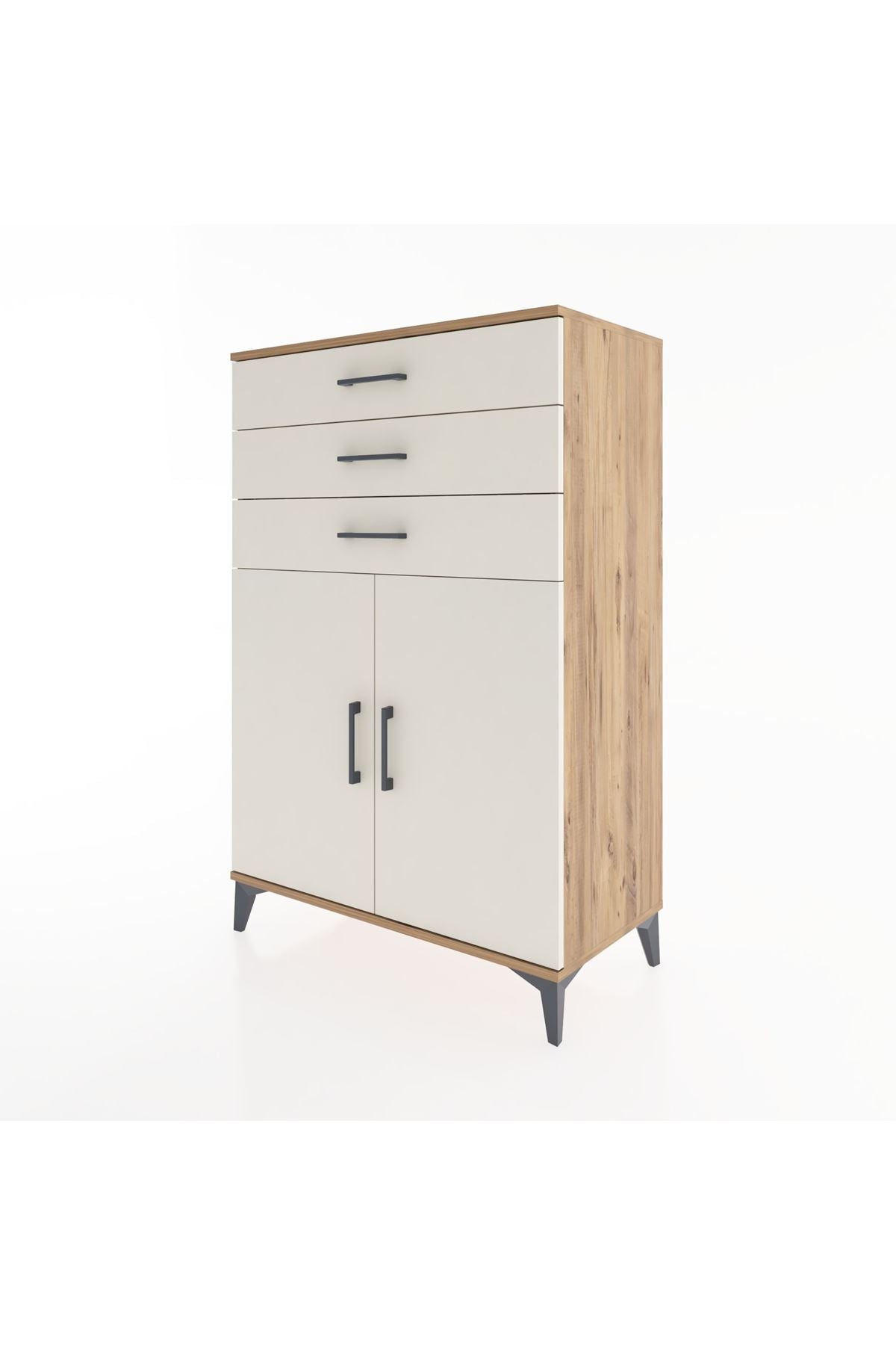 Hyperion Dolap Tek Raflı 3 Çekmeceli 2 Kapaklı 88x44x134 - S51M120V7B
