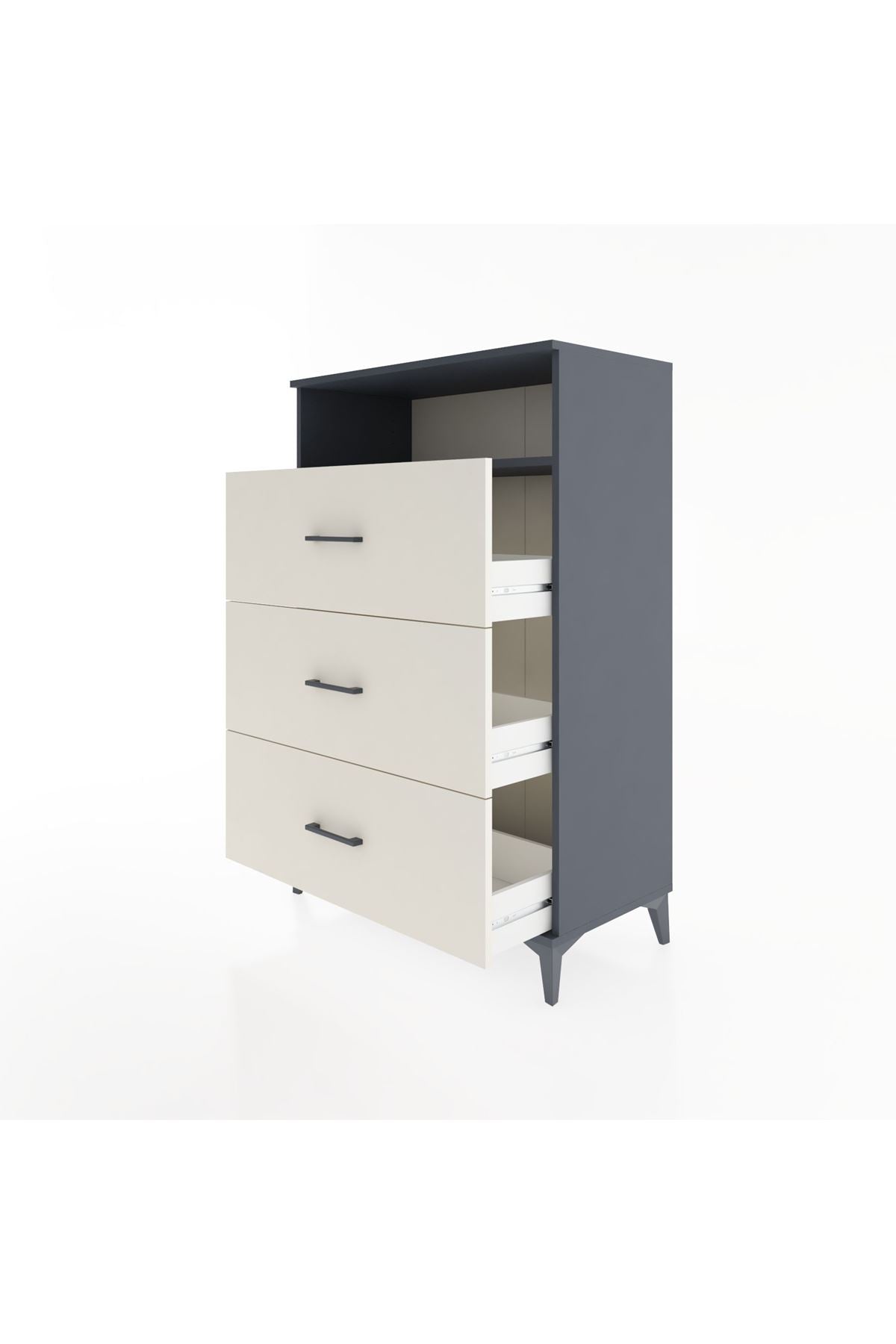 Hyperion Dolap Tek Raflı 3 Çekmeceli 88x44x134 - S51M123V4B