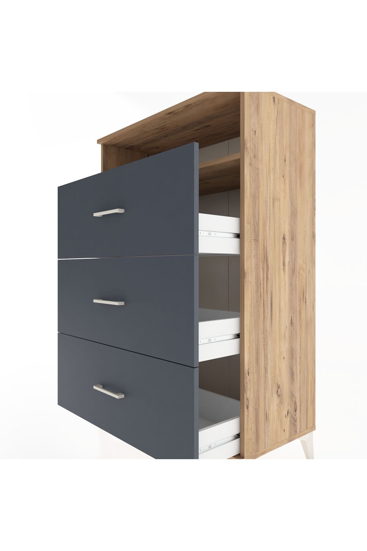 Hyperion Dolap Tek Raflı 3 Çekmeceli 88x44x134 - S51M123V8B