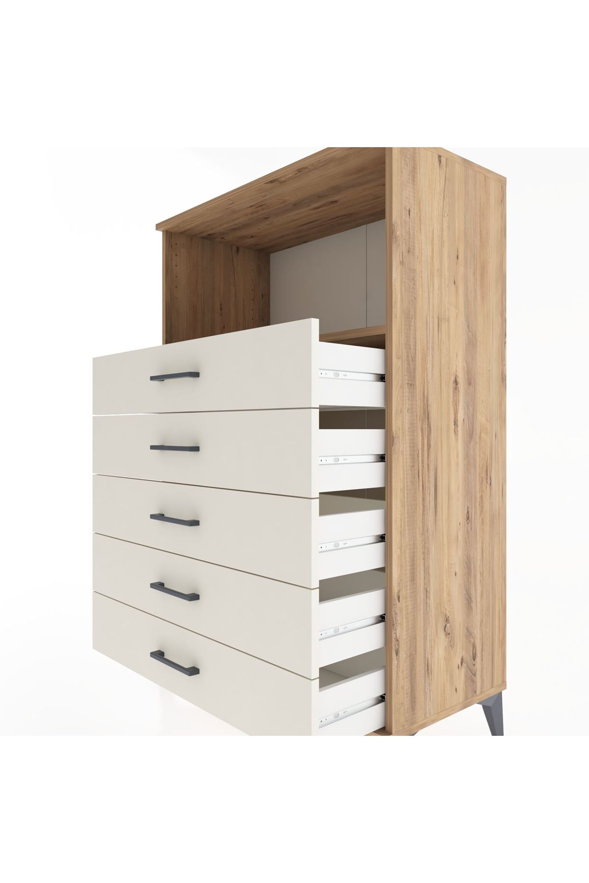 Hyperion Dolap Tek Raflı 4 Çekmeceli 88x44x134 - S51M125V7B