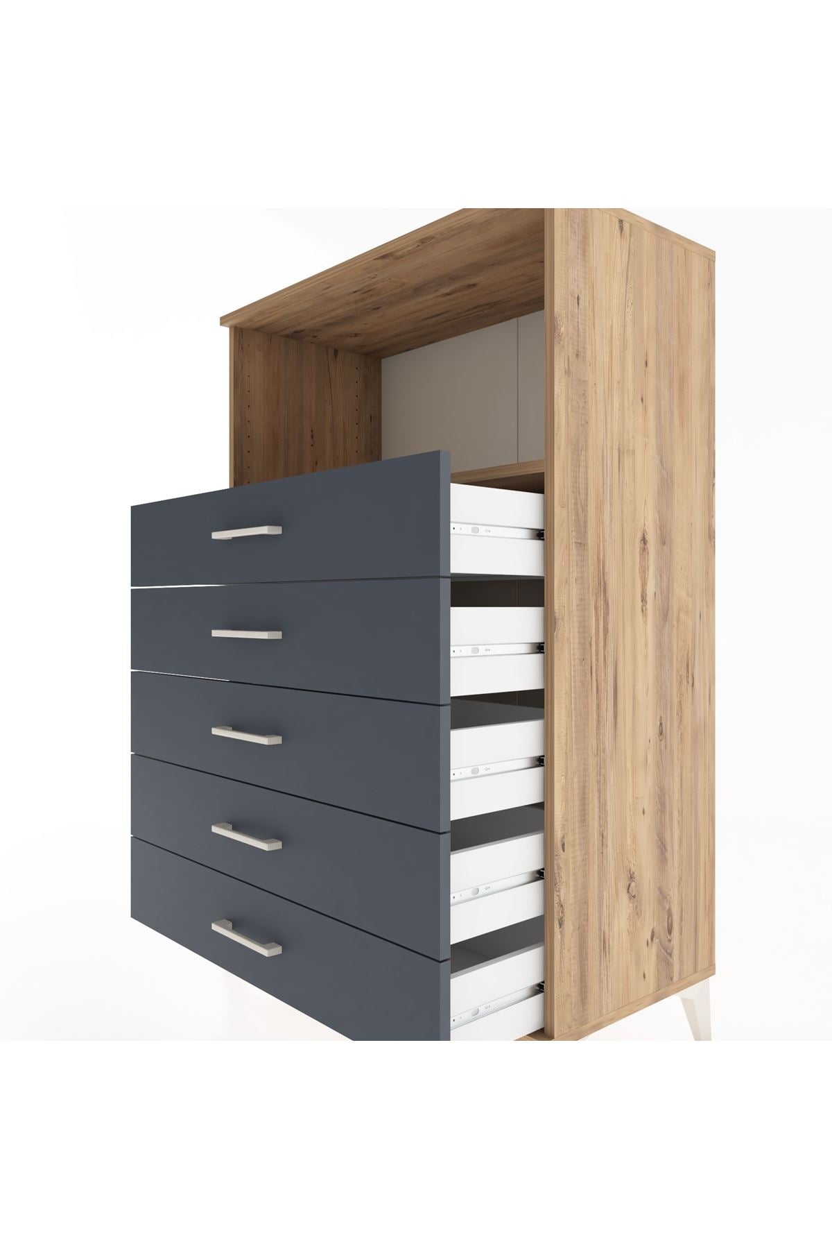 Hyperion Dolap Tek Raflı 4 Çekmeceli 88x44x134 - S51M125V8B