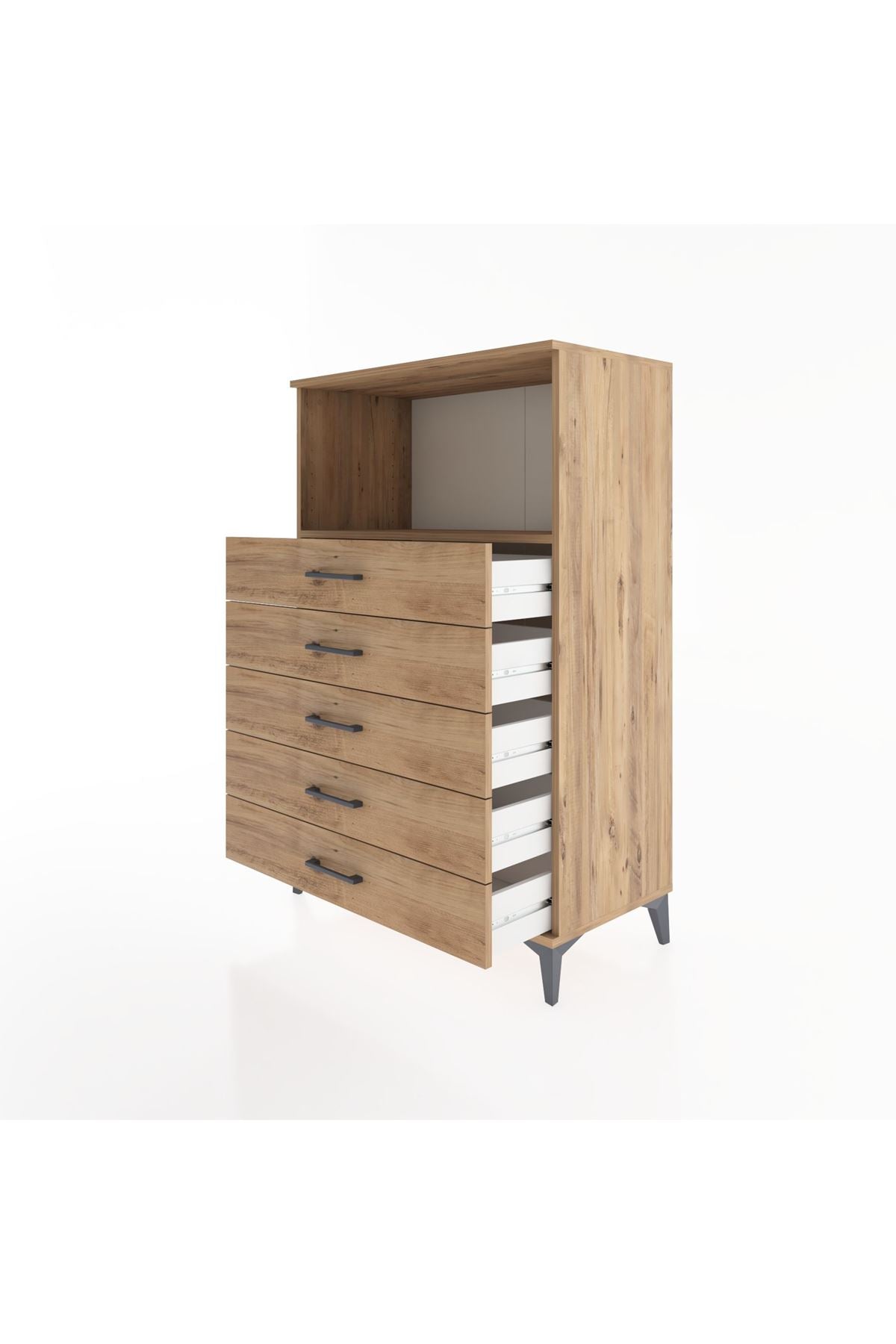 Hyperion Dolap Tek Raflı 4 Çekmeceli 88x44x134 - S51M125V9B