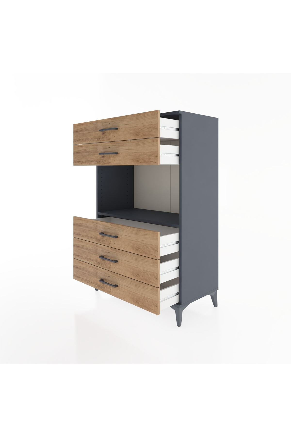 Hyperion Dolap Tek Raflı 5 Çekmeceli 88x44x134 - S51M126V6B