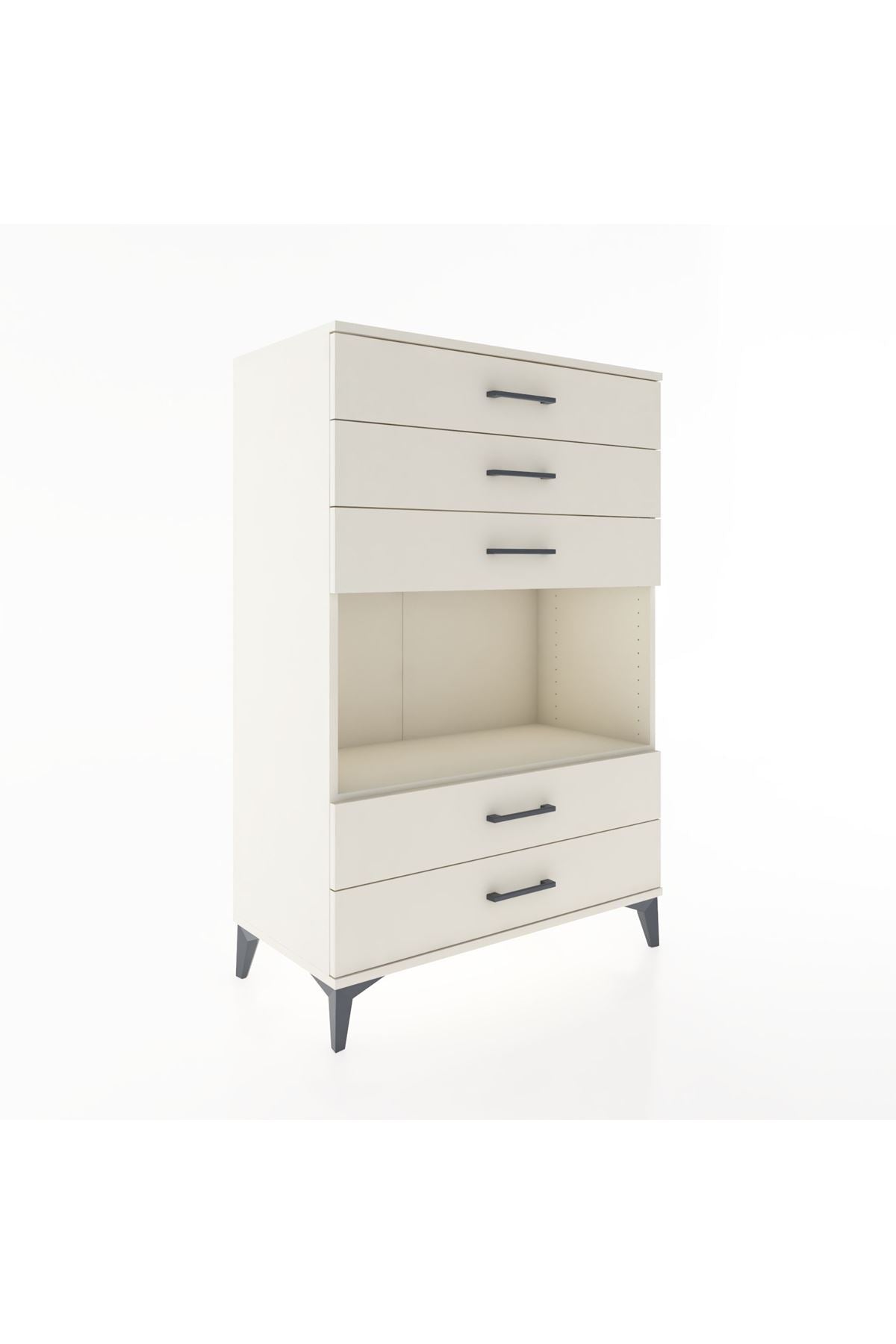 Hyperion Dolap Tek Raflı 5 Çekmeceli 88x44x134 - S51M127V1B