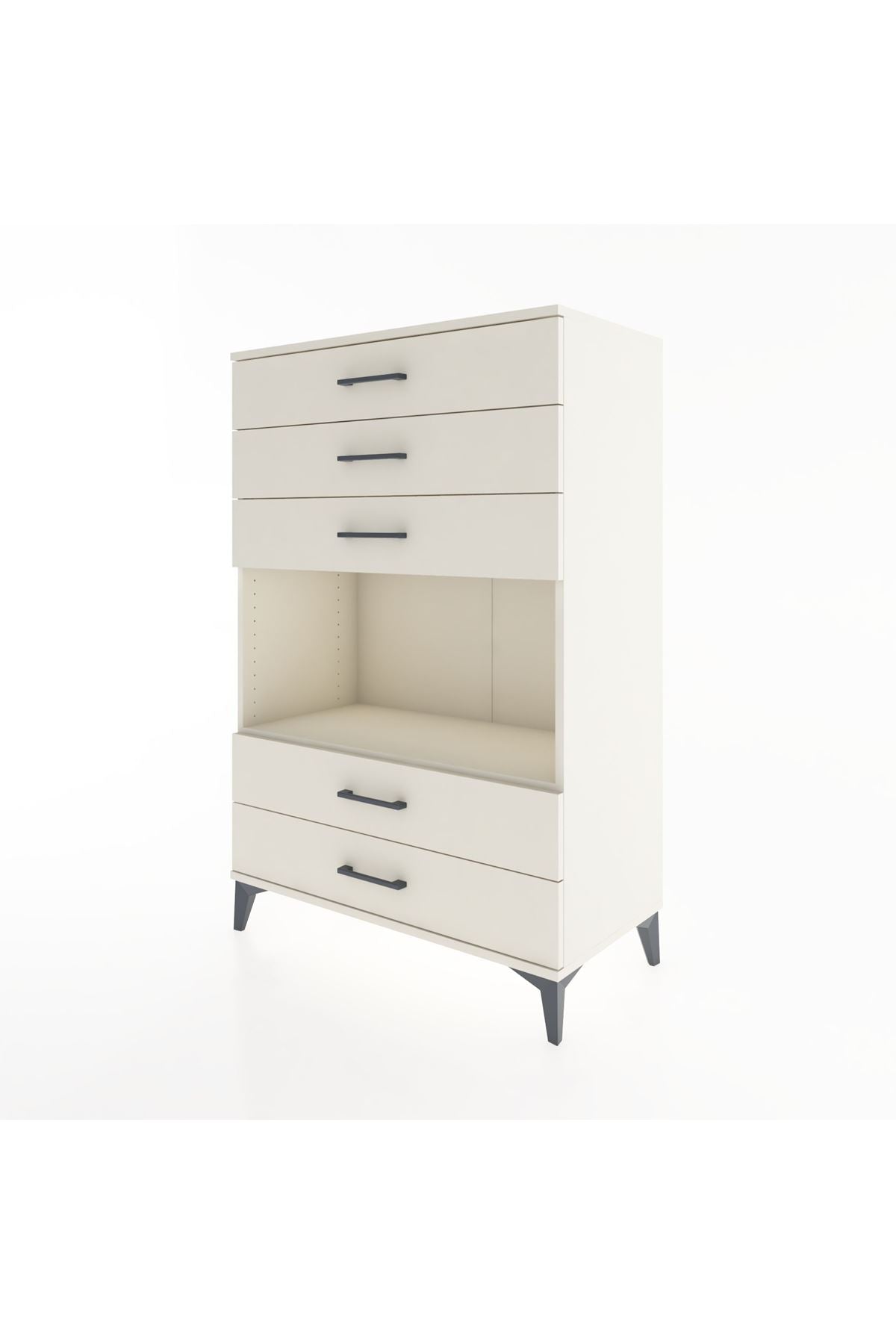 Hyperion Dolap Tek Raflı 5 Çekmeceli 88x44x134 - S51M127V1B