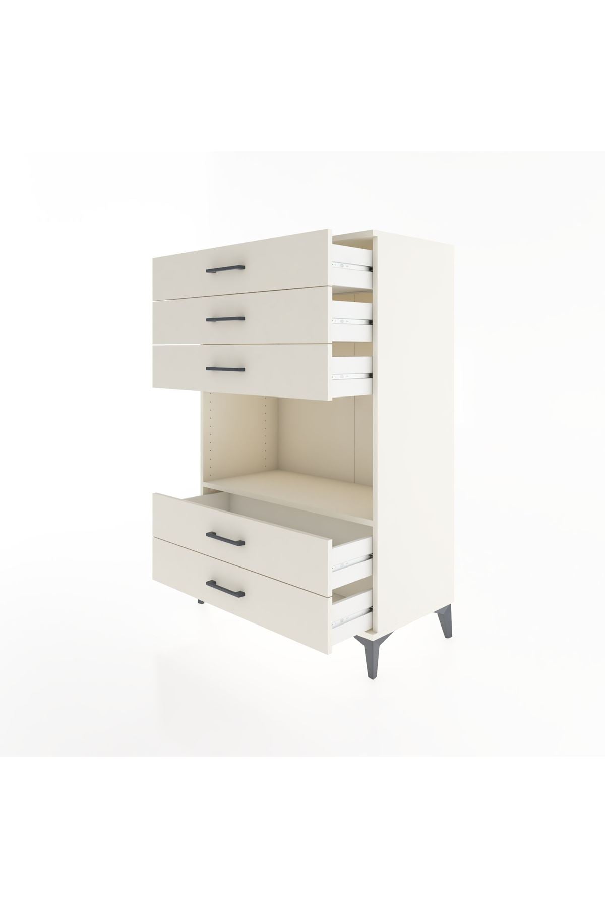Hyperion Dolap Tek Raflı 5 Çekmeceli 88x44x134 - S51M127V1B