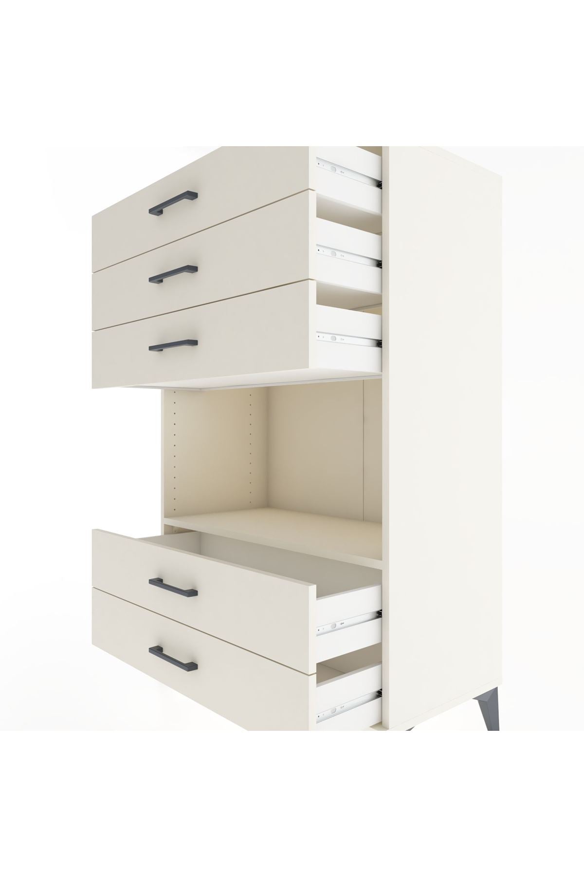 Hyperion Dolap Tek Raflı 5 Çekmeceli 88x44x134 - S51M127V1B
