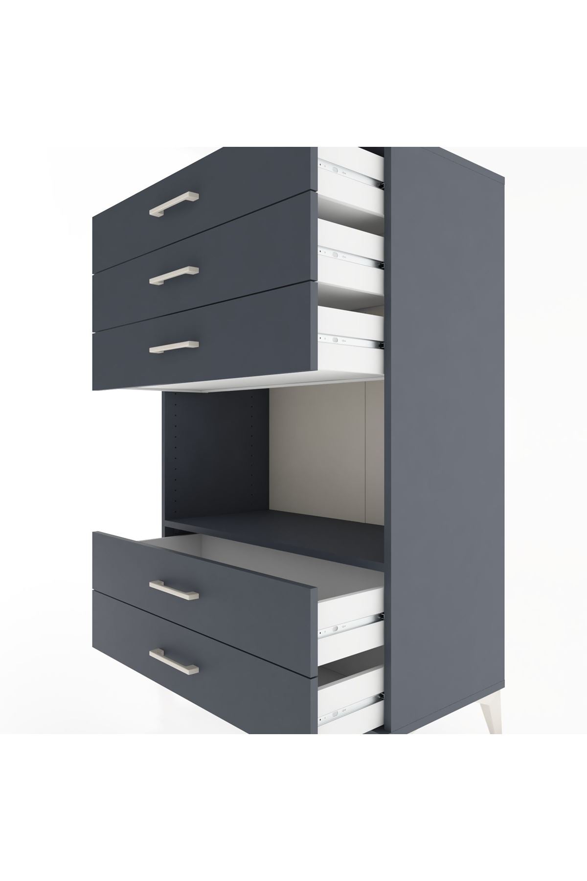 Hyperion Dolap Tek Raflı 5 Çekmeceli 88x44x134 - S51M127V5B