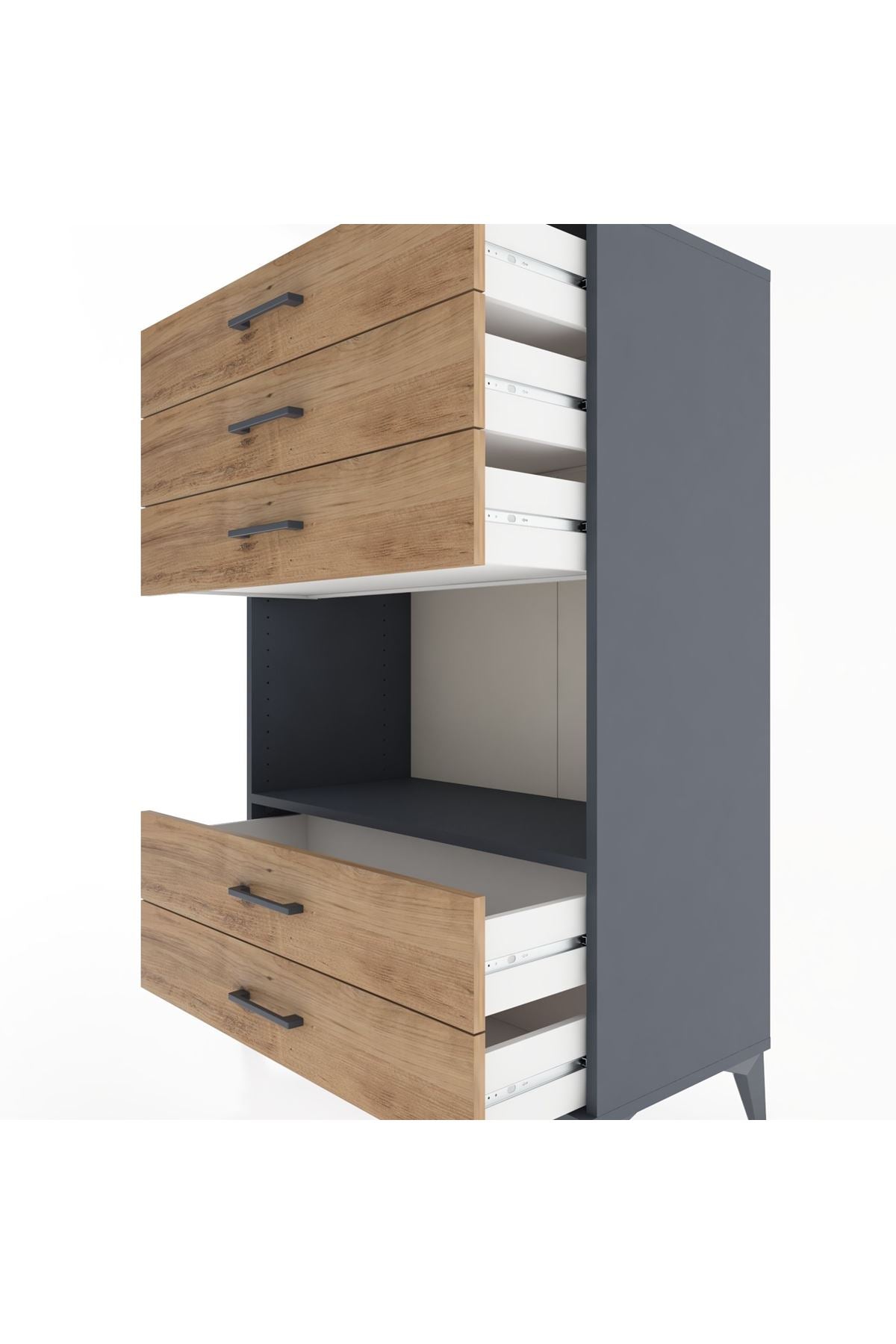 Hyperion Dolap Tek Raflı 5 Çekmeceli 88x44x134 - S51M127V6B