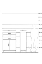 Hyperion Dolap Tek Raflı 3 Çekmeceli 2 Kapaklı 88x44x134 - S51M120V3B