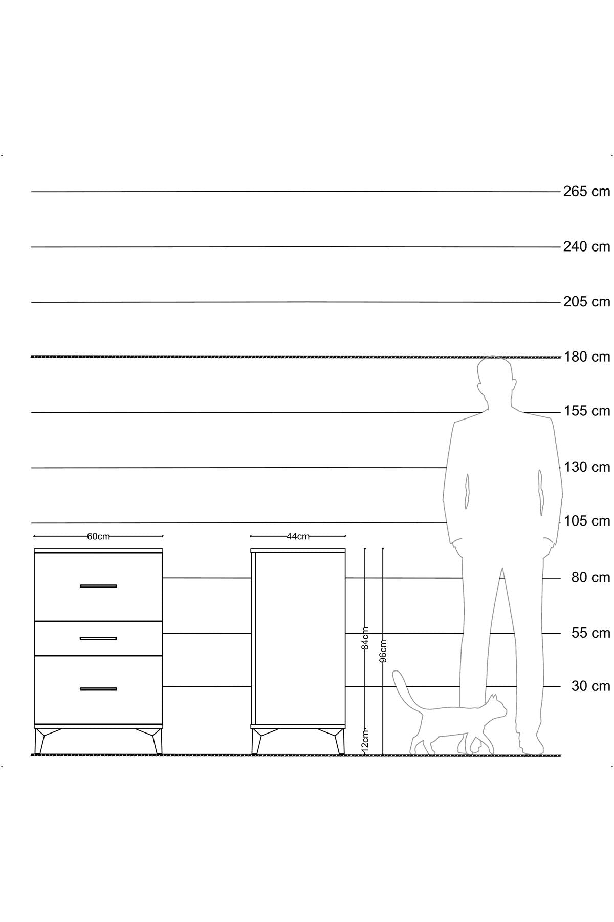 Hyperion Komodin 3 Çekmeceli 60x44x96 - S47M013V8B