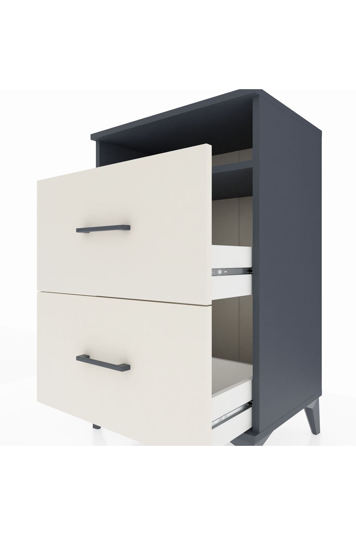 Hyperion Komodin Tek Raflı 2 Çekmeceli 60x44x96 - S47M014V4B