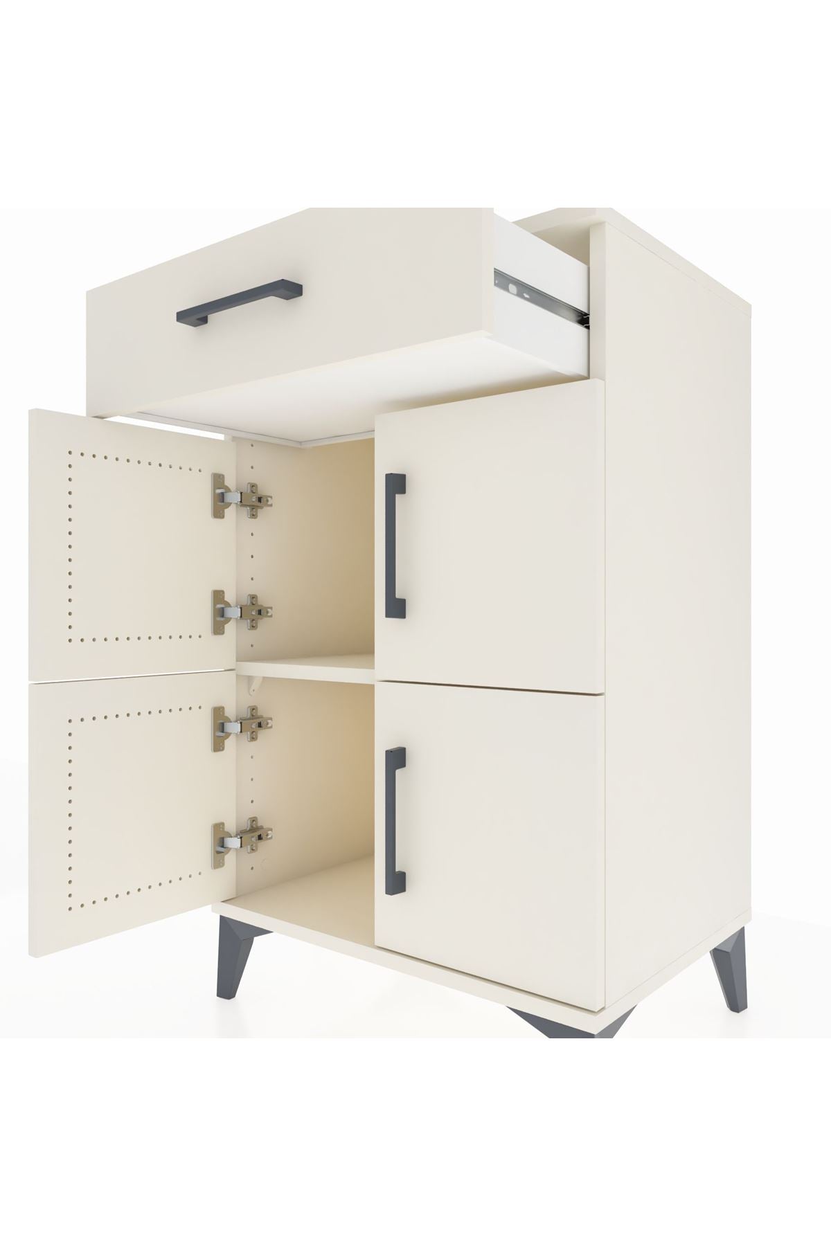 Hyperion Komodin Tek Raflı Tek Çekmeceli 4 Kapaklı 60x44x96 - S47M021V1B