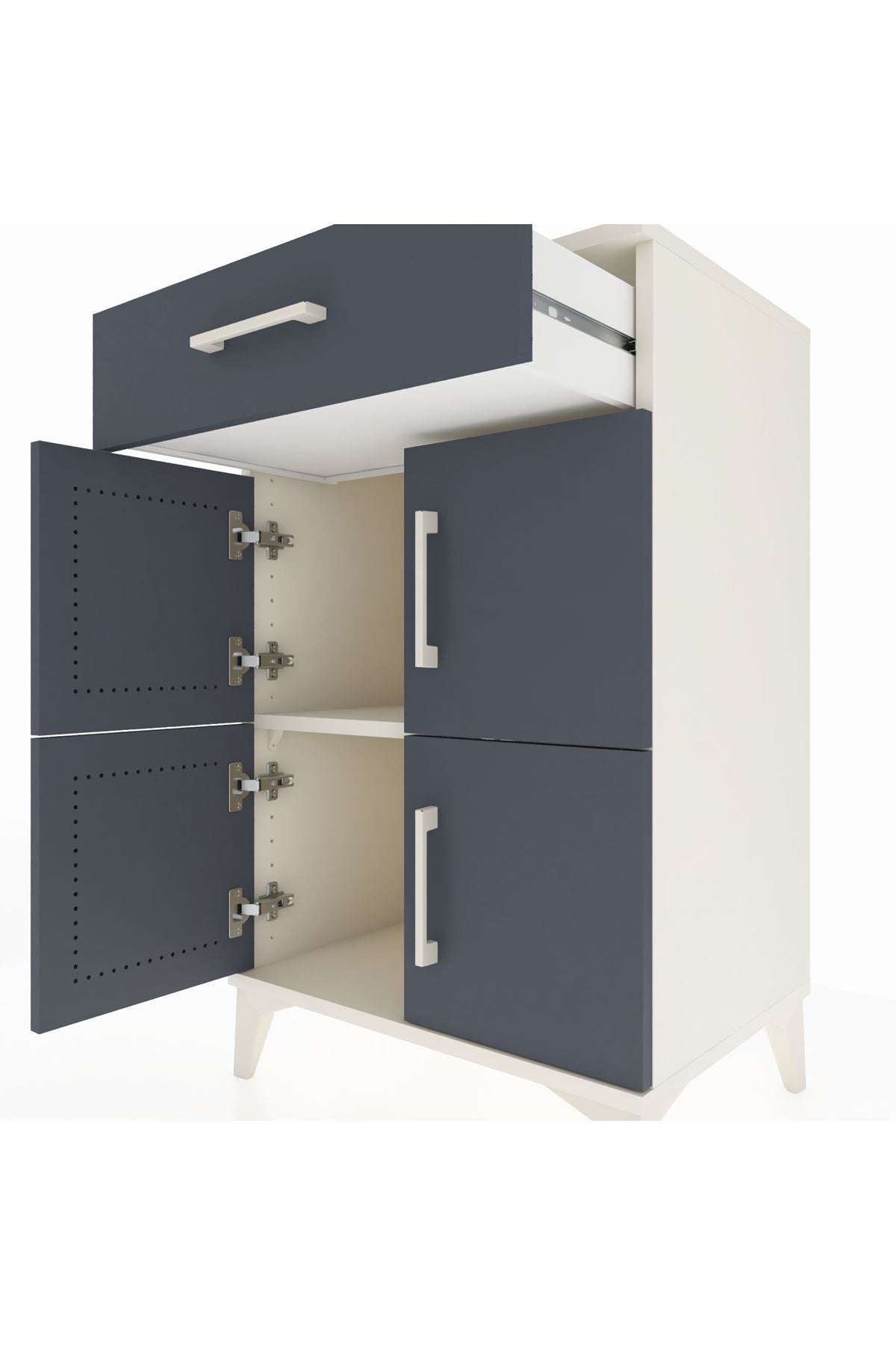 Hyperion Komodin Tek Raflı Tek Çekmeceli 4 Kapaklı 60x44x96 - S47M021V2B