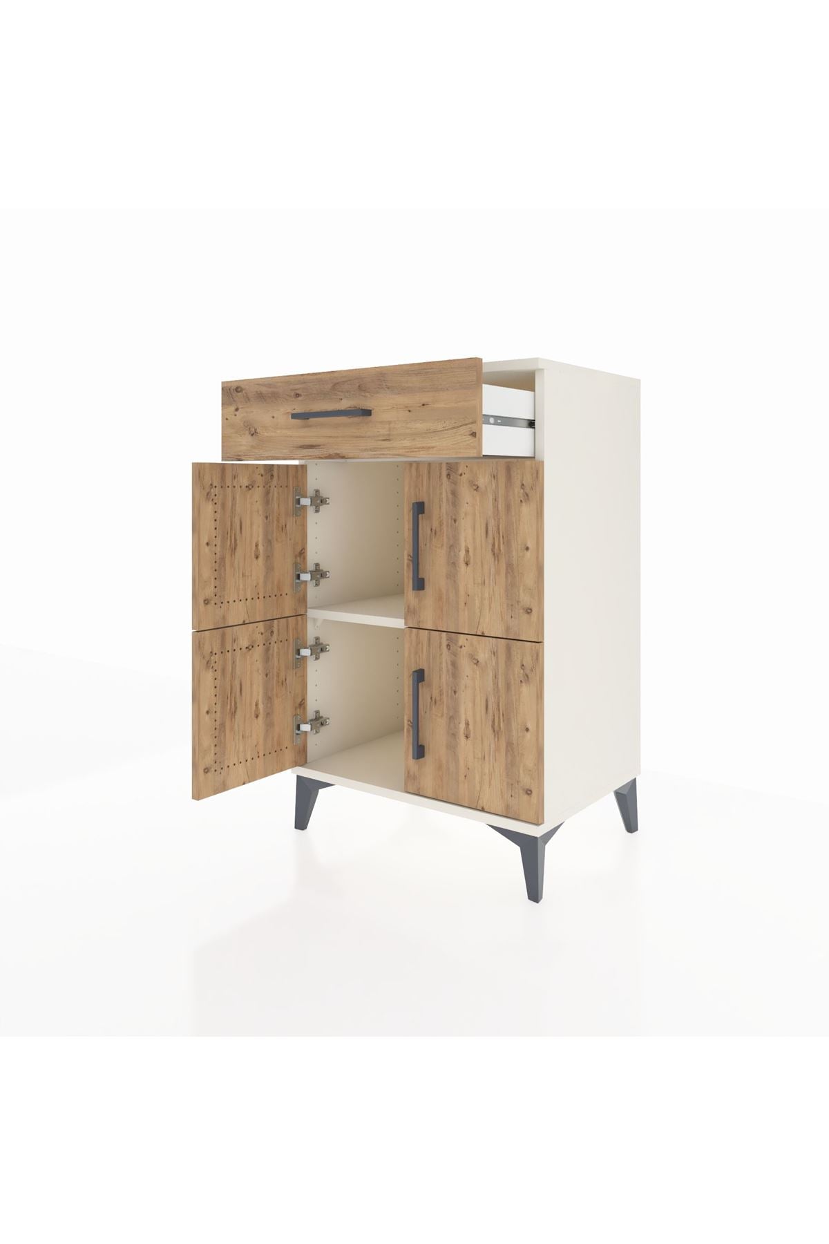Hyperion Komodin Tek Raflı Tek Çekmeceli 4 Kapaklı 60x44x96 - S47M021V3B