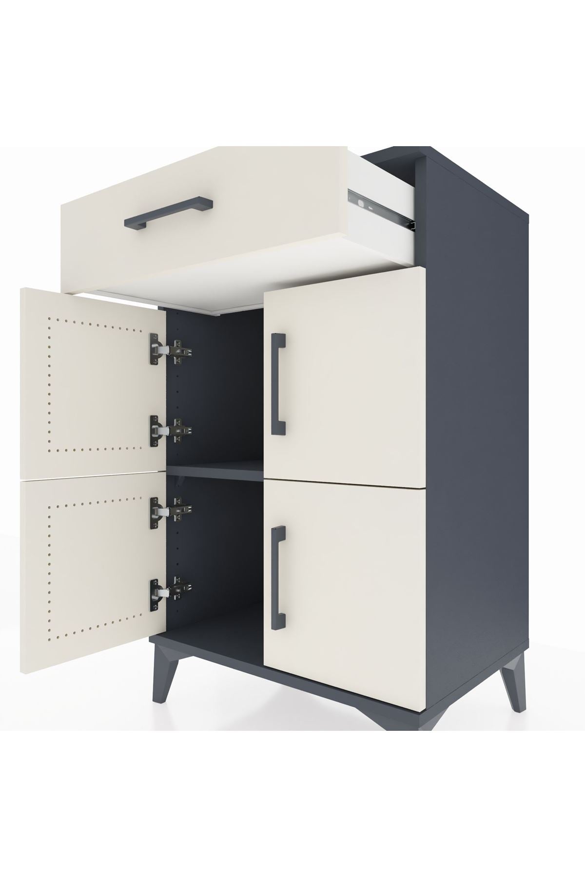 Hyperion Komodin Tek Raflı Tek Çekmeceli 4 Kapaklı 60x44x96 - S47M021V4B