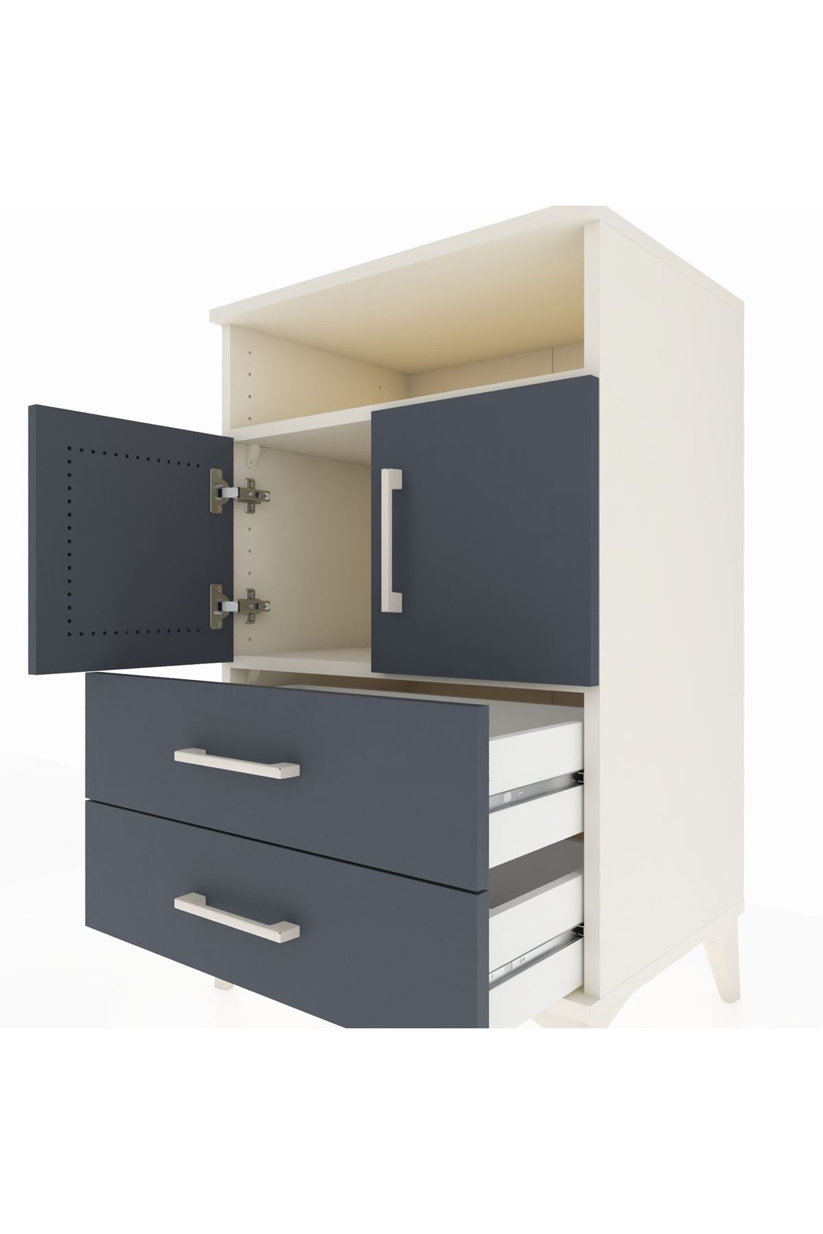 Hyperion Komodin 2 Raflı 2 Çekmeceli 2 Kapaklı 60x44x96 - S47M023V2B