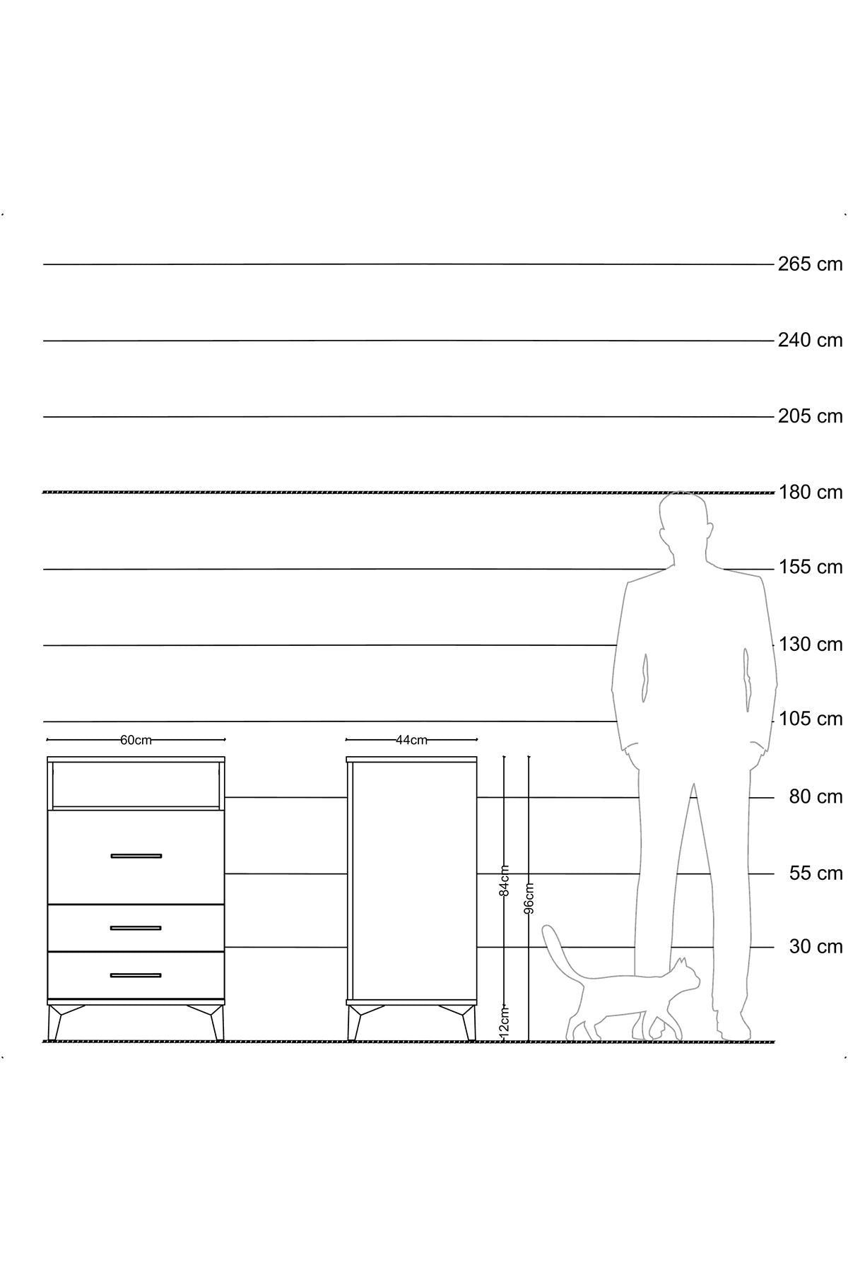 Hyperion Komodin Tek Raflı 3 Çekmeceli 60x44x96 - S47M019V1B