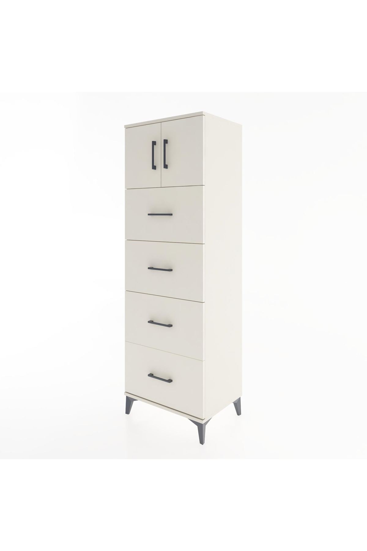 Hyperion Dolap Tek Raflı 4 Çekmeceli 2 Kapaklı 60x44x182 - S56M025V1B