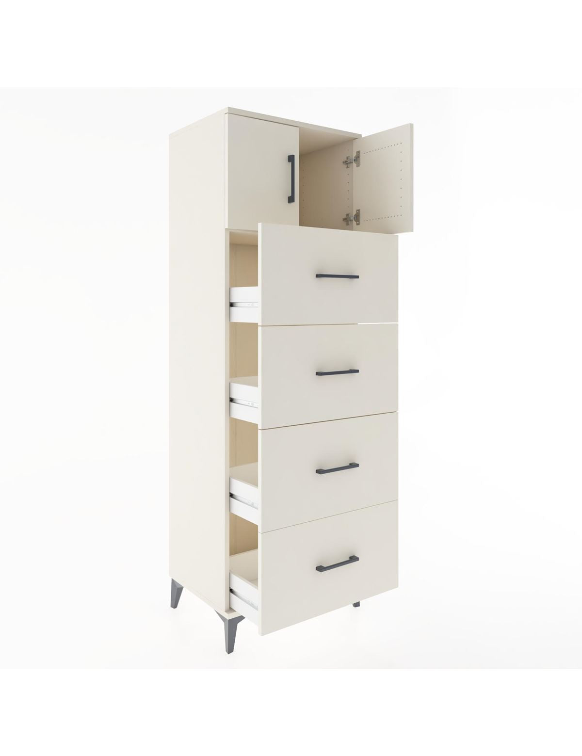 Hyperion Dolap Tek Raflı 4 Çekmeceli 2 Kapaklı 60x44x182 - S56M025V1B