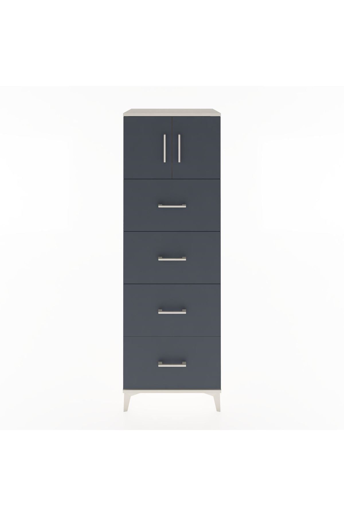 Hyperion Dolap Tek Raflı 4 Çekmeceli 2 Kapaklı 60x44x182 - S56M025V2B