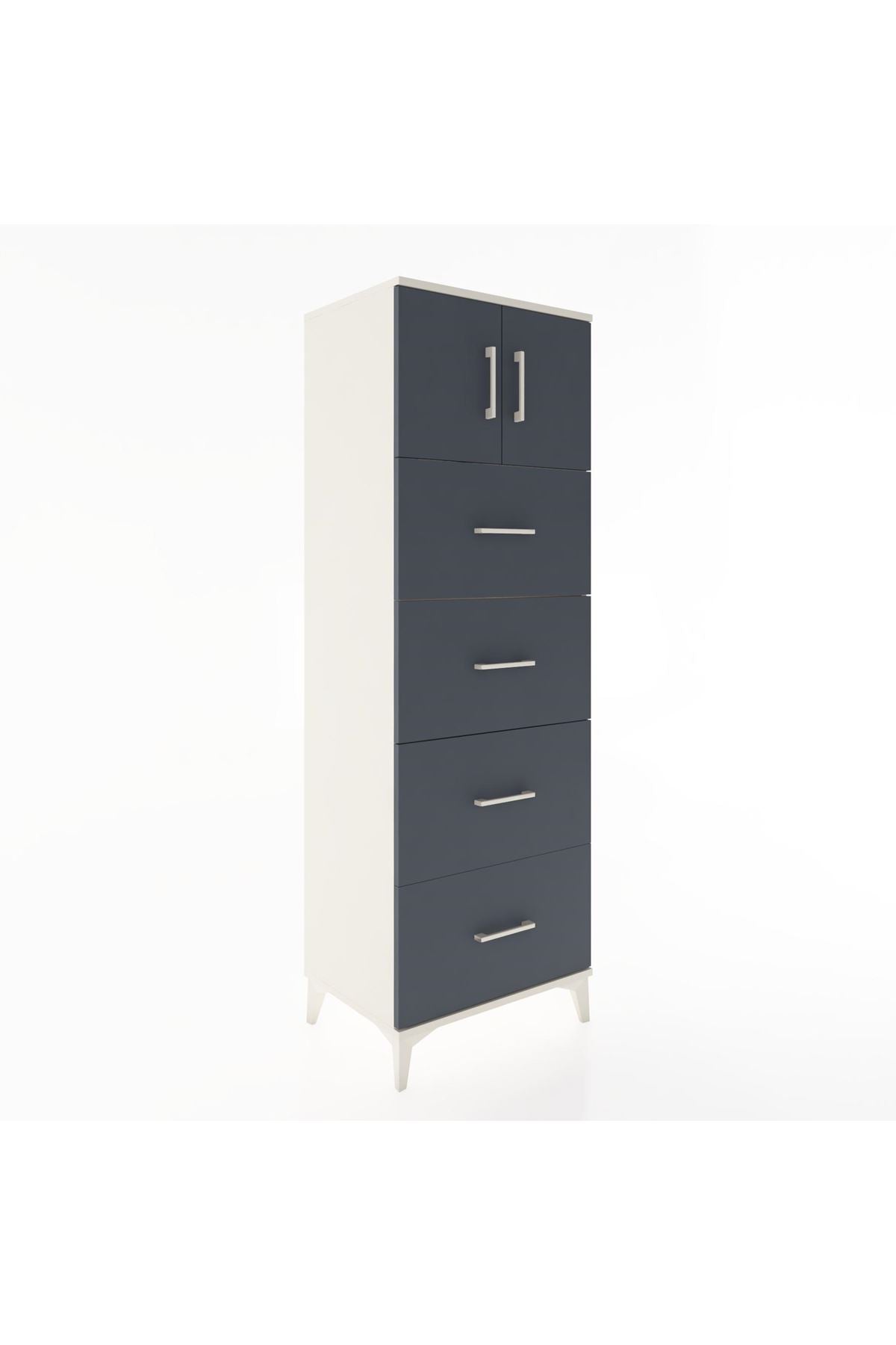 Hyperion Dolap Tek Raflı 4 Çekmeceli 2 Kapaklı 60x44x182 - S56M025V2B