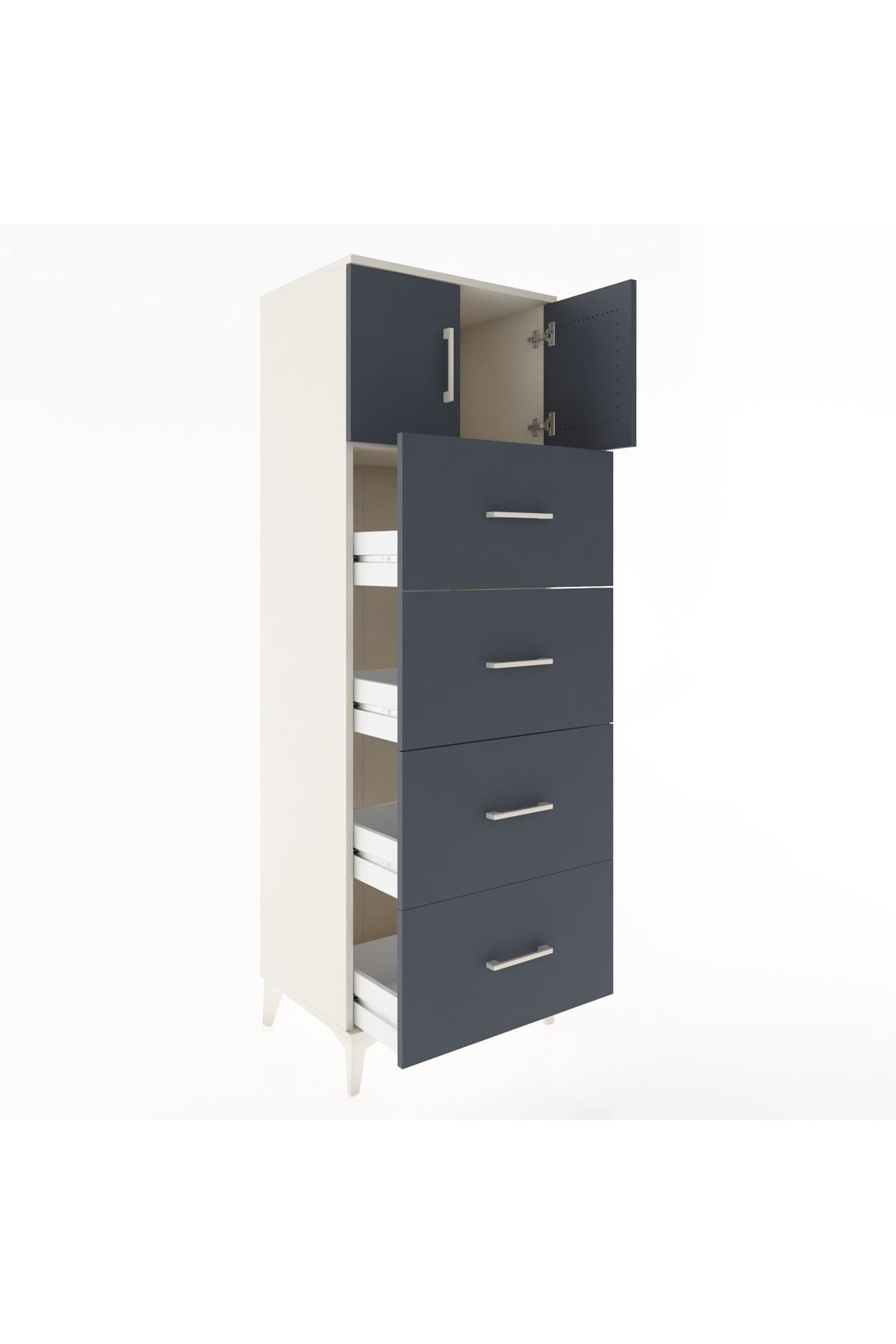 Hyperion Dolap Tek Raflı 4 Çekmeceli 2 Kapaklı 60x44x182 - S56M025V2B