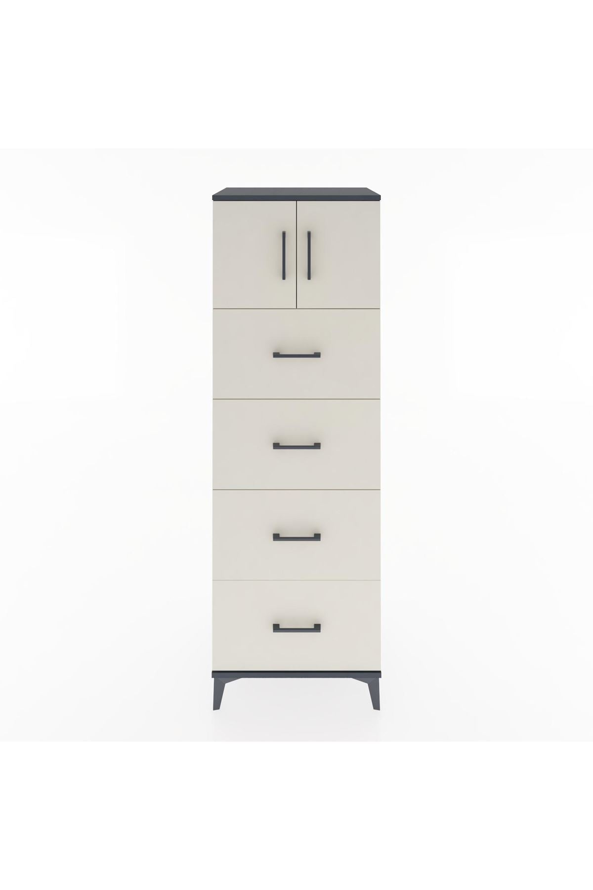 Hyperion Dolap Tek Raflı 4 Çekmeceli 2 Kapaklı 60x44x182 - S56M025V4B