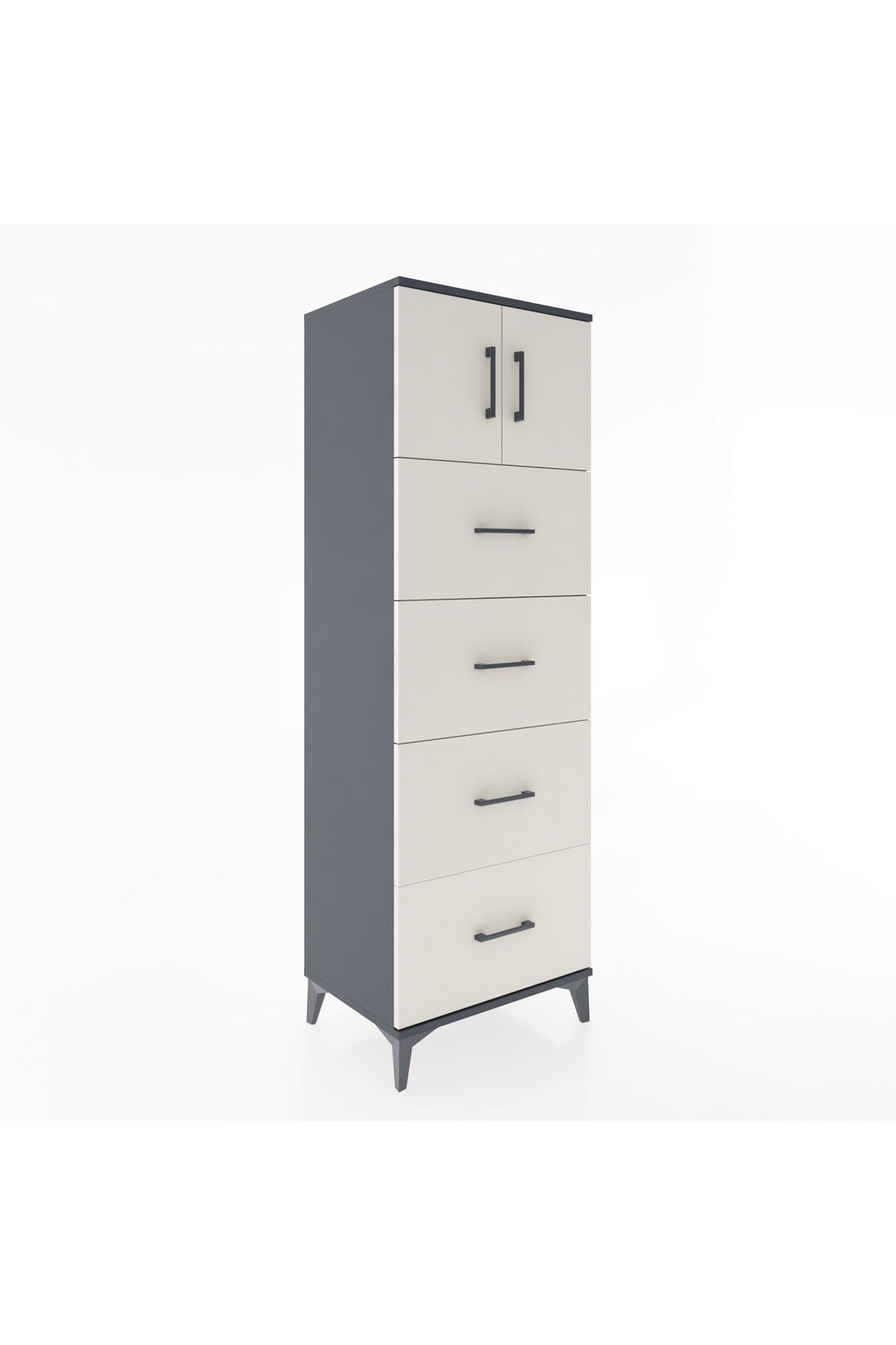 Hyperion Dolap Tek Raflı 4 Çekmeceli 2 Kapaklı 60x44x182 - S56M025V4B