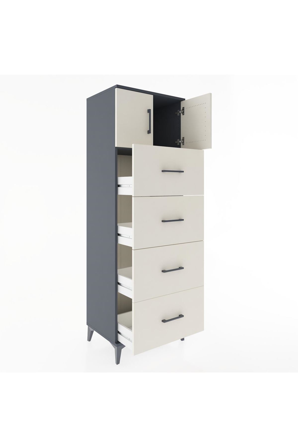 Hyperion Dolap Tek Raflı 4 Çekmeceli 2 Kapaklı 60x44x182 - S56M025V4B