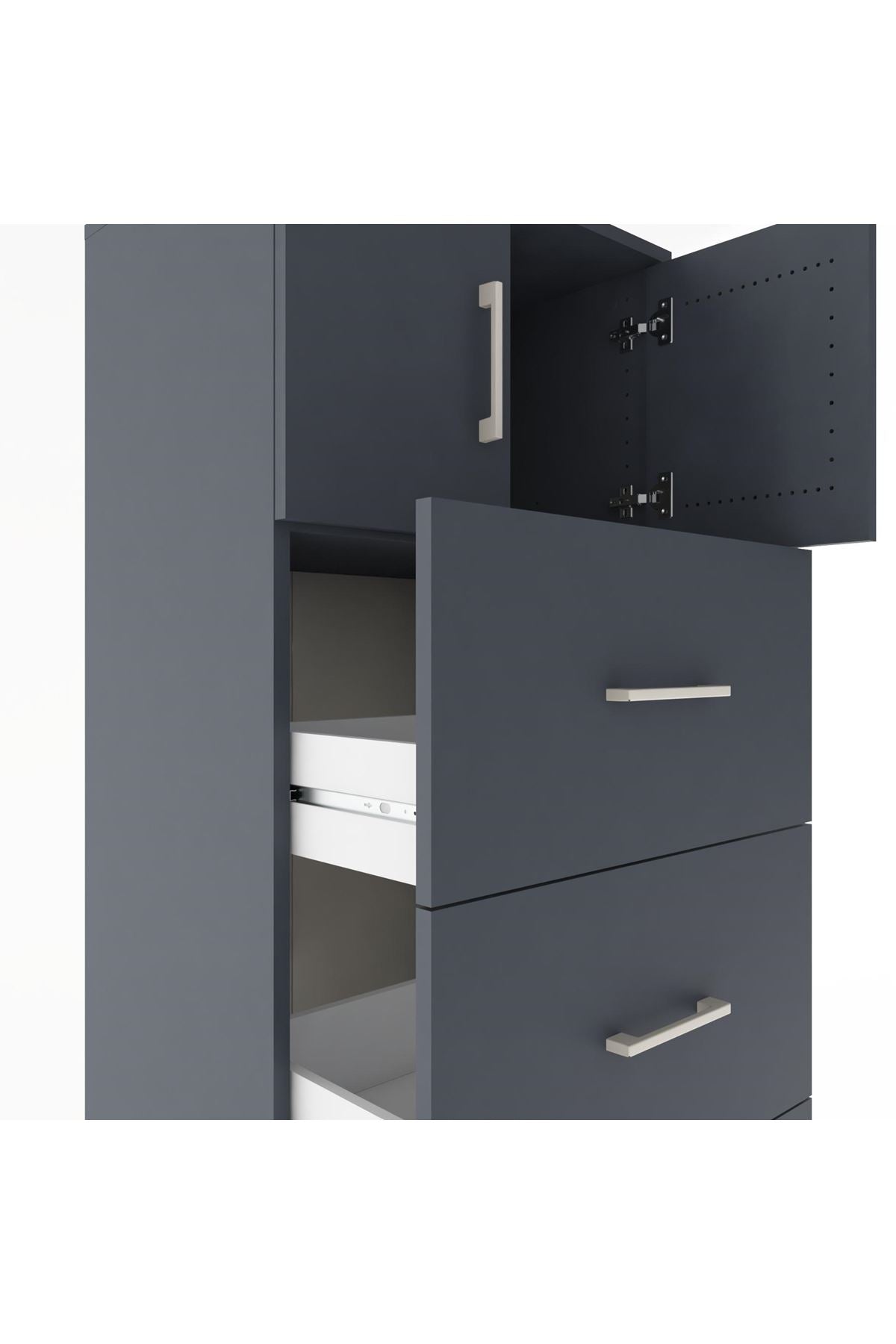Hyperion Dolap Tek Raflı 4 Çekmeceli 2 Kapaklı 60x44x182 - S56M025V5B