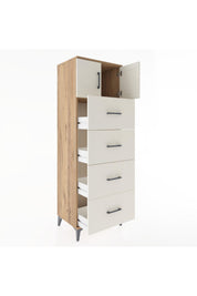 Hyperion Dolap Tek Raflı 4 Çekmeceli 2 Kapaklı 60x44x182 - S56M025V7B