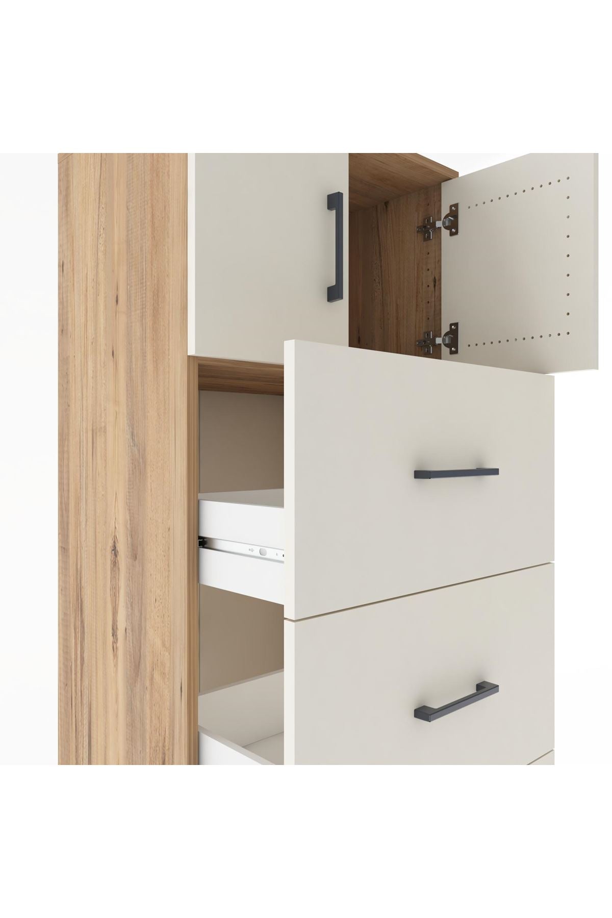 Hyperion Dolap Tek Raflı 4 Çekmeceli 2 Kapaklı 60x44x182 - S56M025V7B