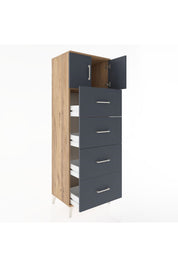 Hyperion Dolap Tek Raflı 4 Çekmeceli 2 Kapaklı 60x44x182 - S56M025V8B
