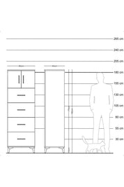 Hyperion Dolap Tek Raflı 4 Çekmeceli 2 Kapaklı 60x44x182 - S56M025V8B