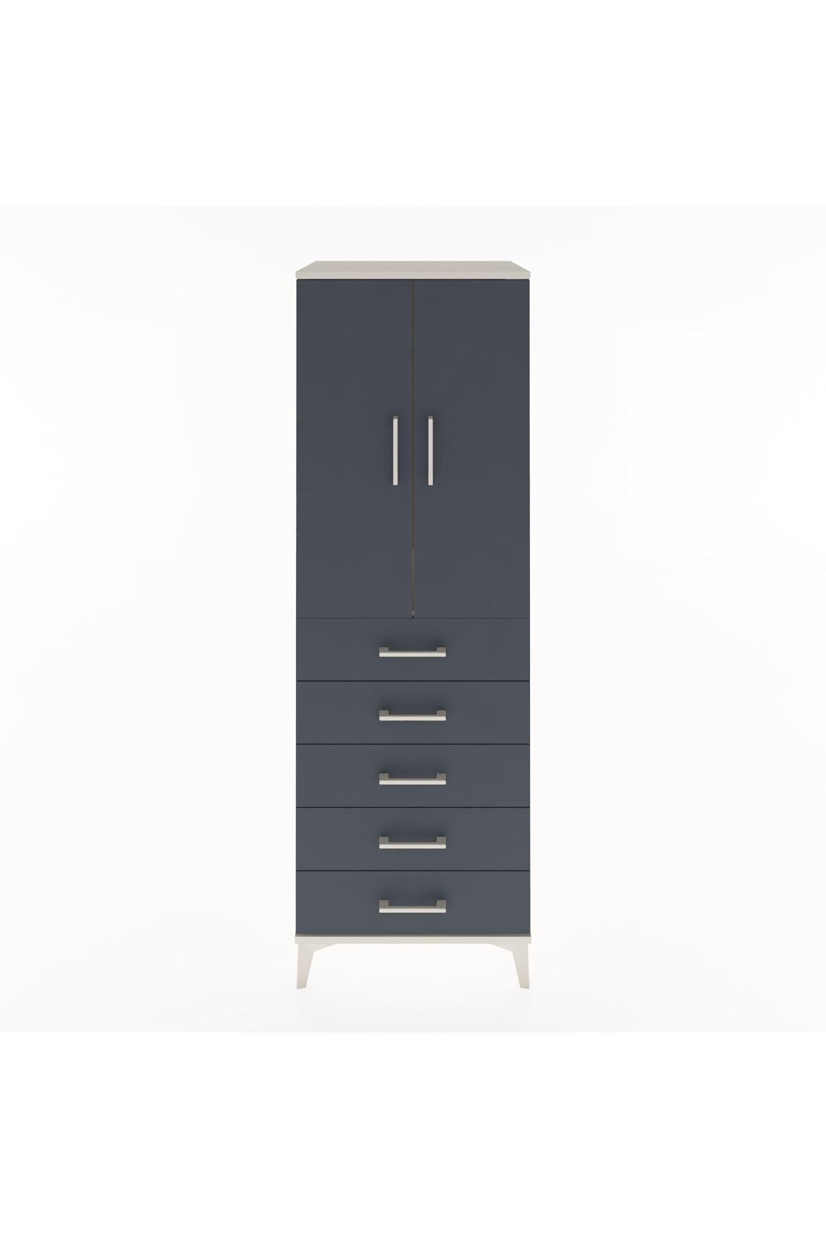 Hyperion Dolap Tek Raflı 5 Çekmeceli Tek Askılı 60x44x182 - S56M026V2B