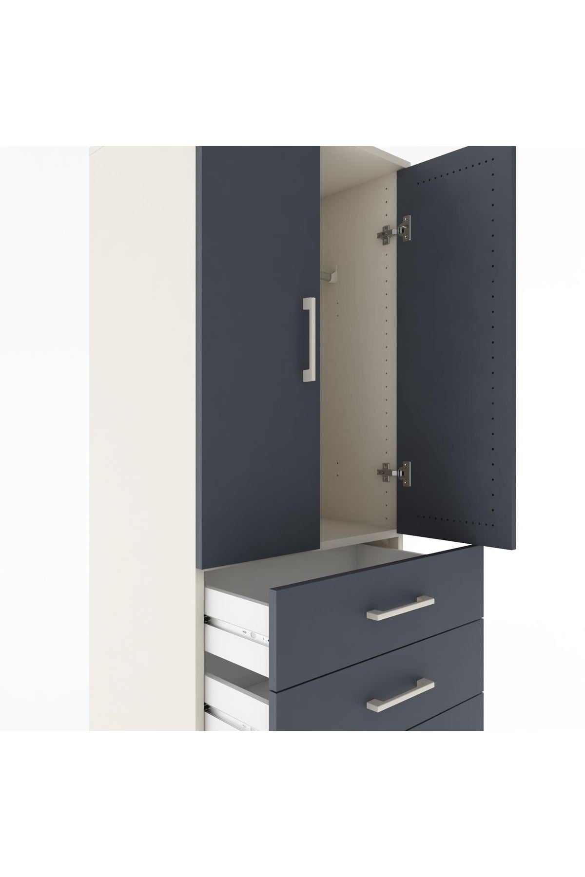 Hyperion Dolap Tek Raflı 5 Çekmeceli Tek Askılı 60x44x182 - S56M026V2B