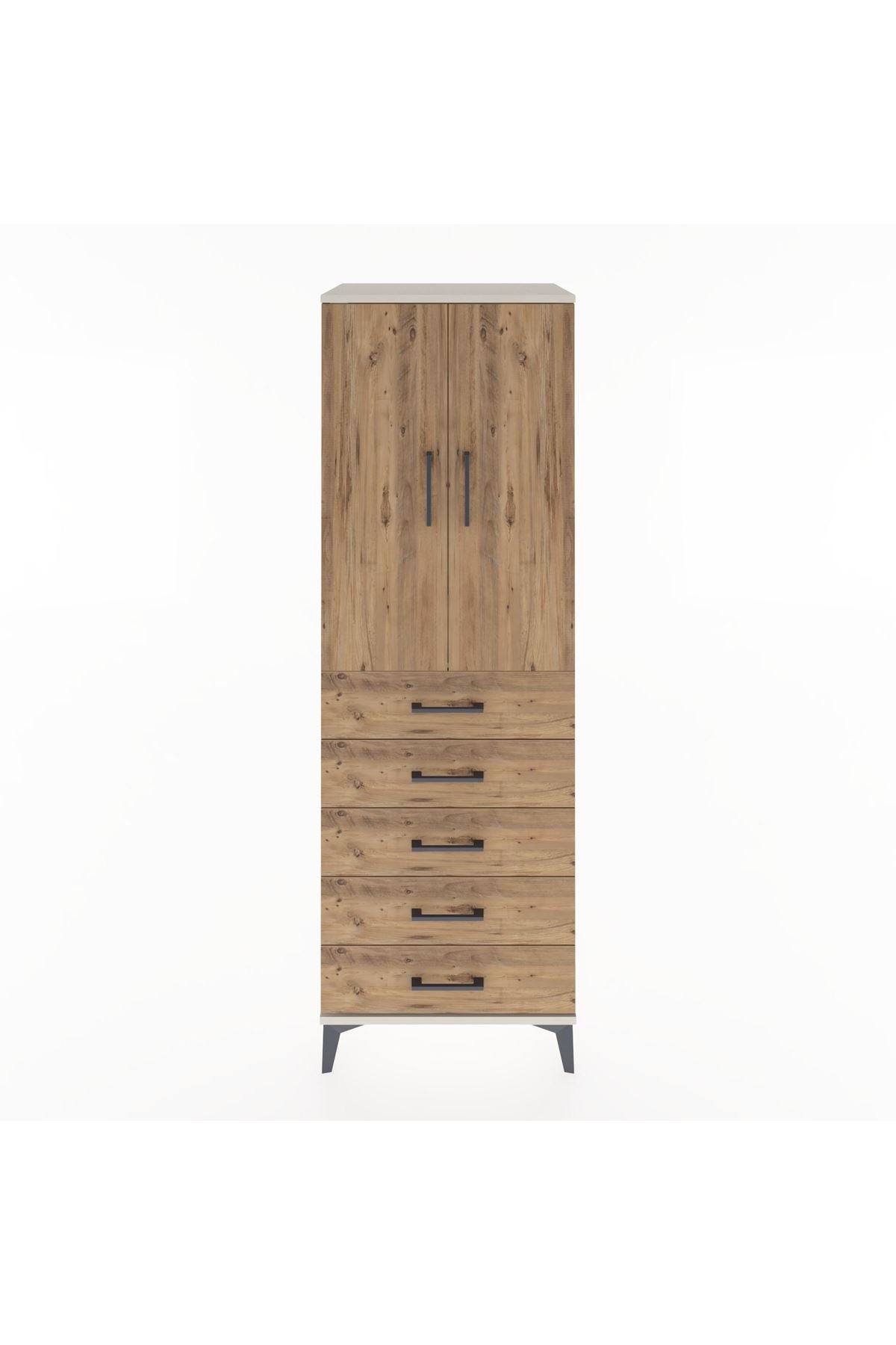 Hyperion Dolap Tek Raflı 5 Çekmeceli Tek Askılı 60x44x182 - S56M026V3B
