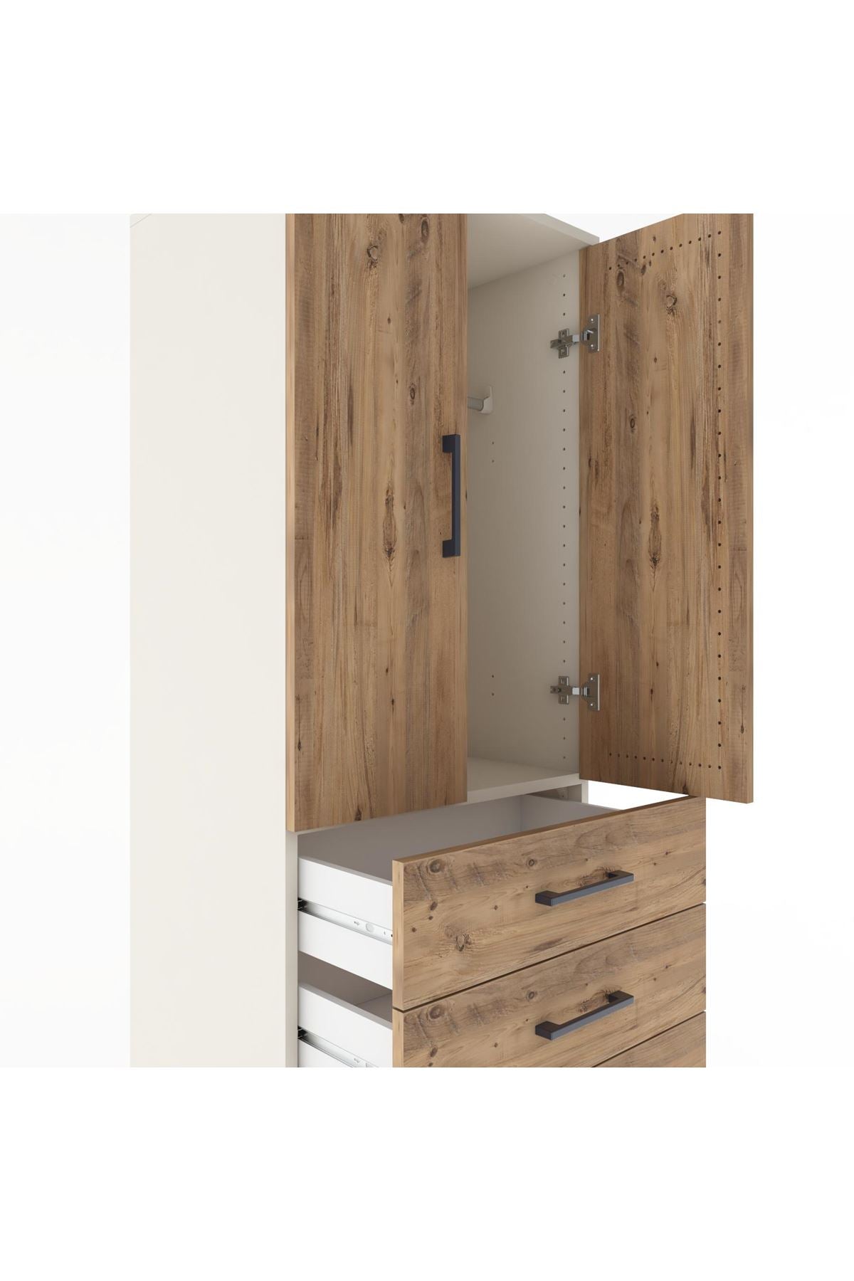 Hyperion Dolap Tek Raflı 5 Çekmeceli Tek Askılı 60x44x182 - S56M026V3B