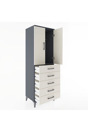 Hyperion Dolap Tek Raflı 5 Çekmeceli Tek Askılı 60x44x182 - S56M026V4B
