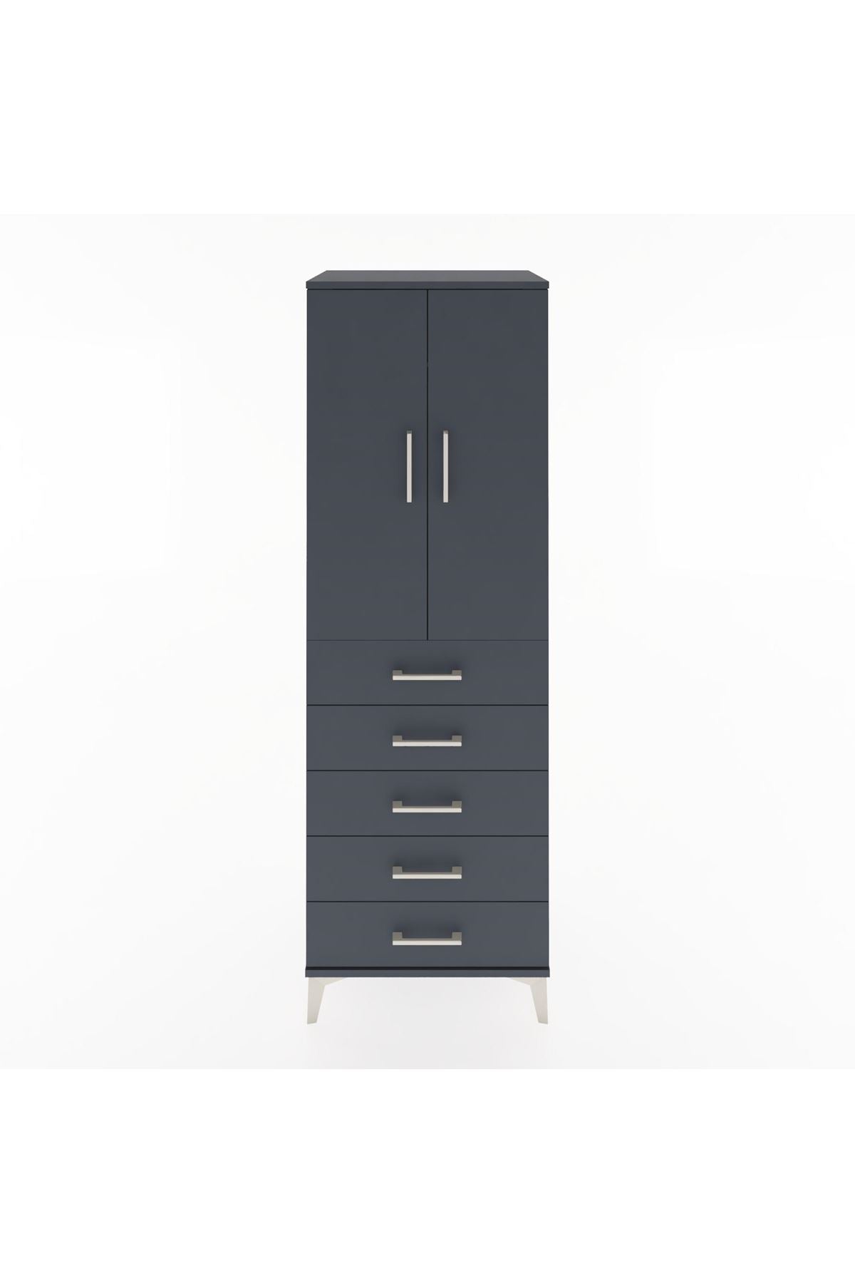 Hyperion Dolap Tek Raflı 5 Çekmeceli Tek Askılı 60x44x182 - S56M026V5B