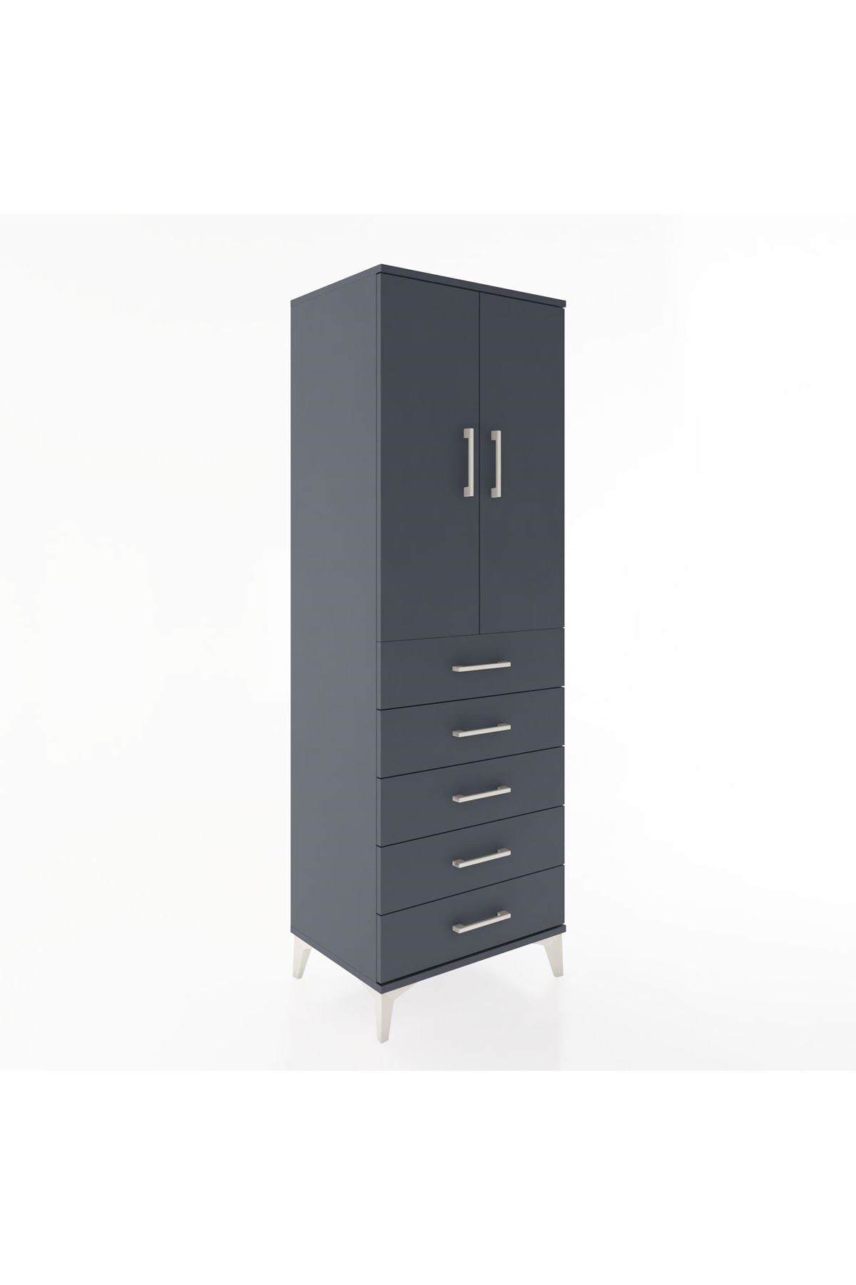 Hyperion Dolap Tek Raflı 5 Çekmeceli Tek Askılı 60x44x182 - S56M026V5B