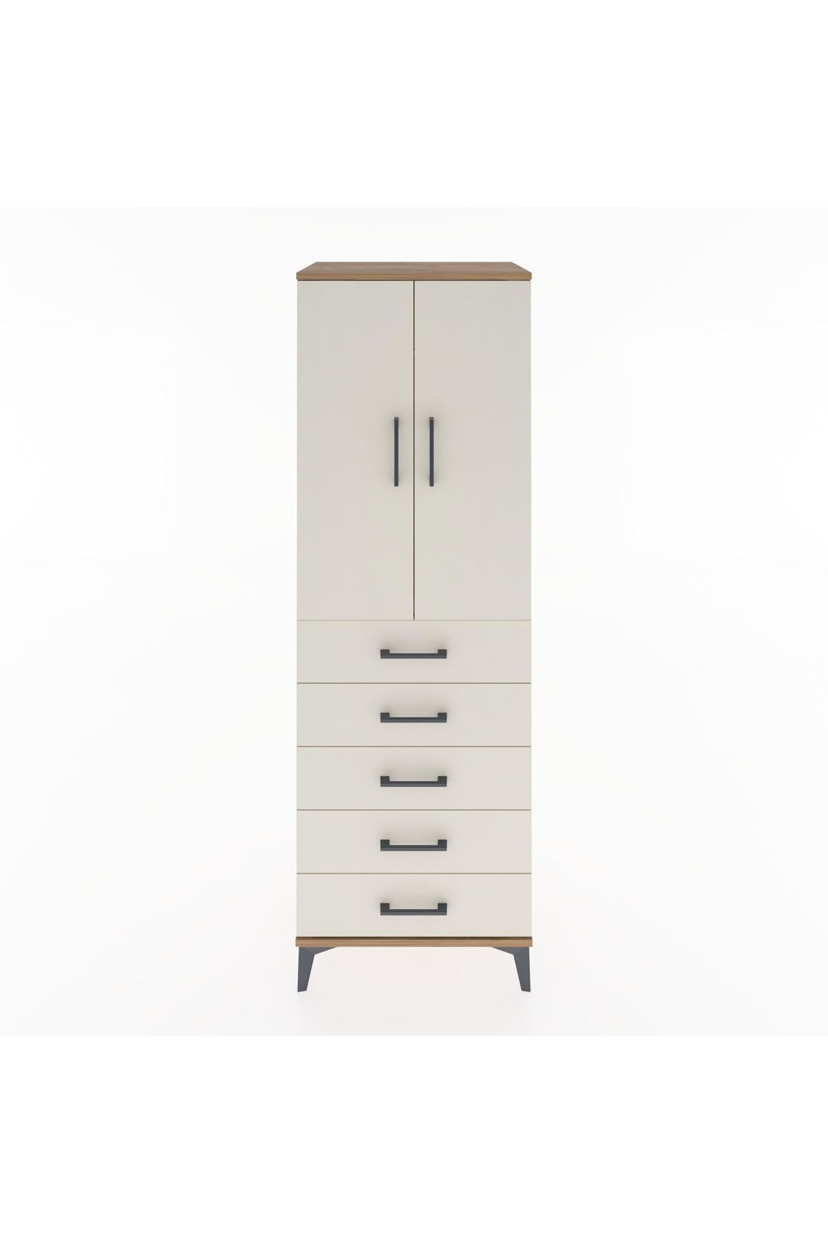 Hyperion Dolap Tek Raflı 5 Çekmeceli Tek Askılı 60x44x182 - S56M026V7B