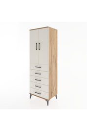 Hyperion Dolap Tek Raflı 5 Çekmeceli Tek Askılı 60x44x182 - S56M026V7B