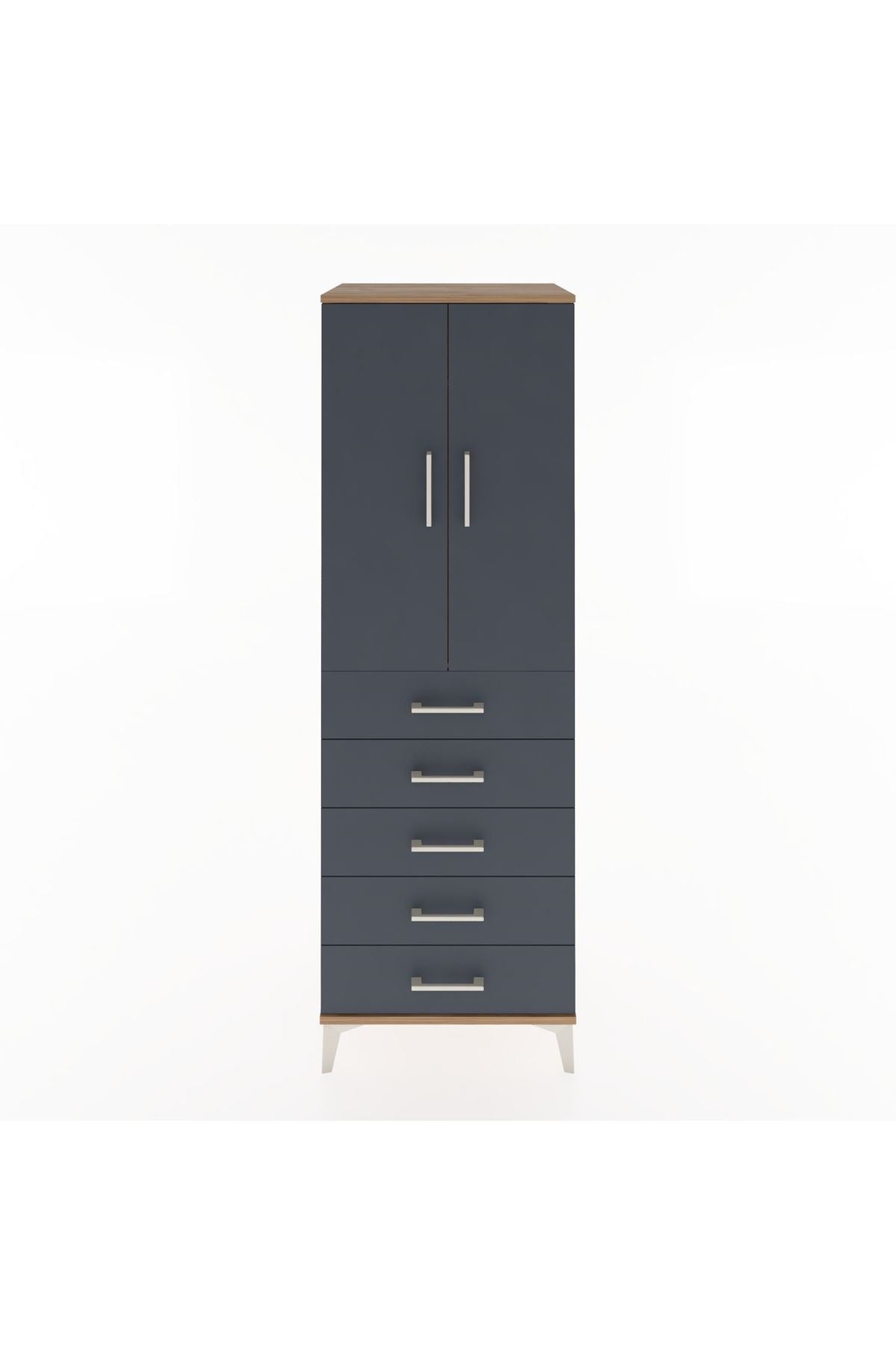 Hyperion Dolap Tek Raflı 5 Çekmeceli Tek Askılı 60x44x182 - S56M026V8B