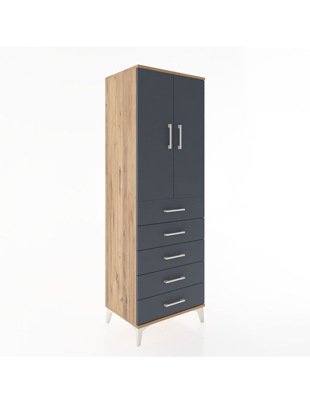 Hyperion Dolap Tek Raflı 5 Çekmeceli Tek Askılı 60x44x182 - S56M026V8B