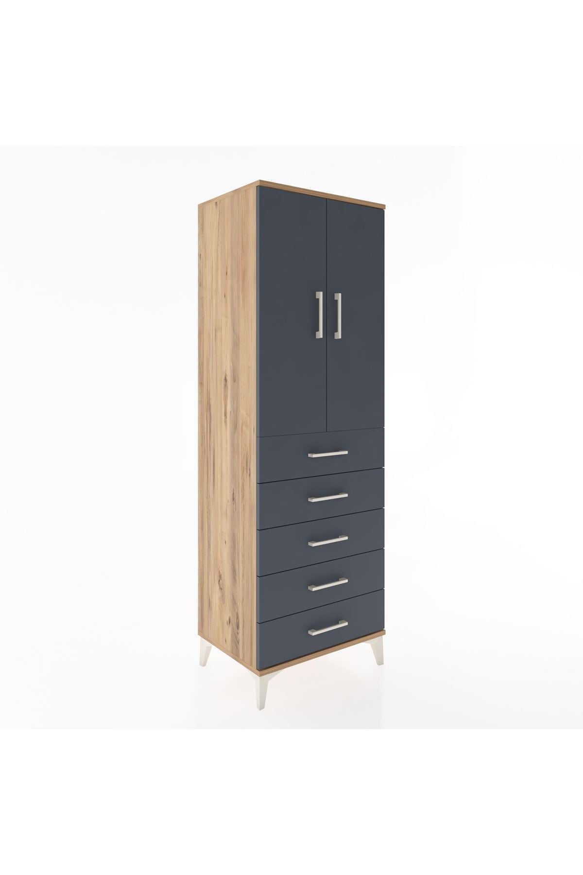 Hyperion Dolap Tek Raflı 5 Çekmeceli Tek Askılı 60x44x182 - S56M026V8B
