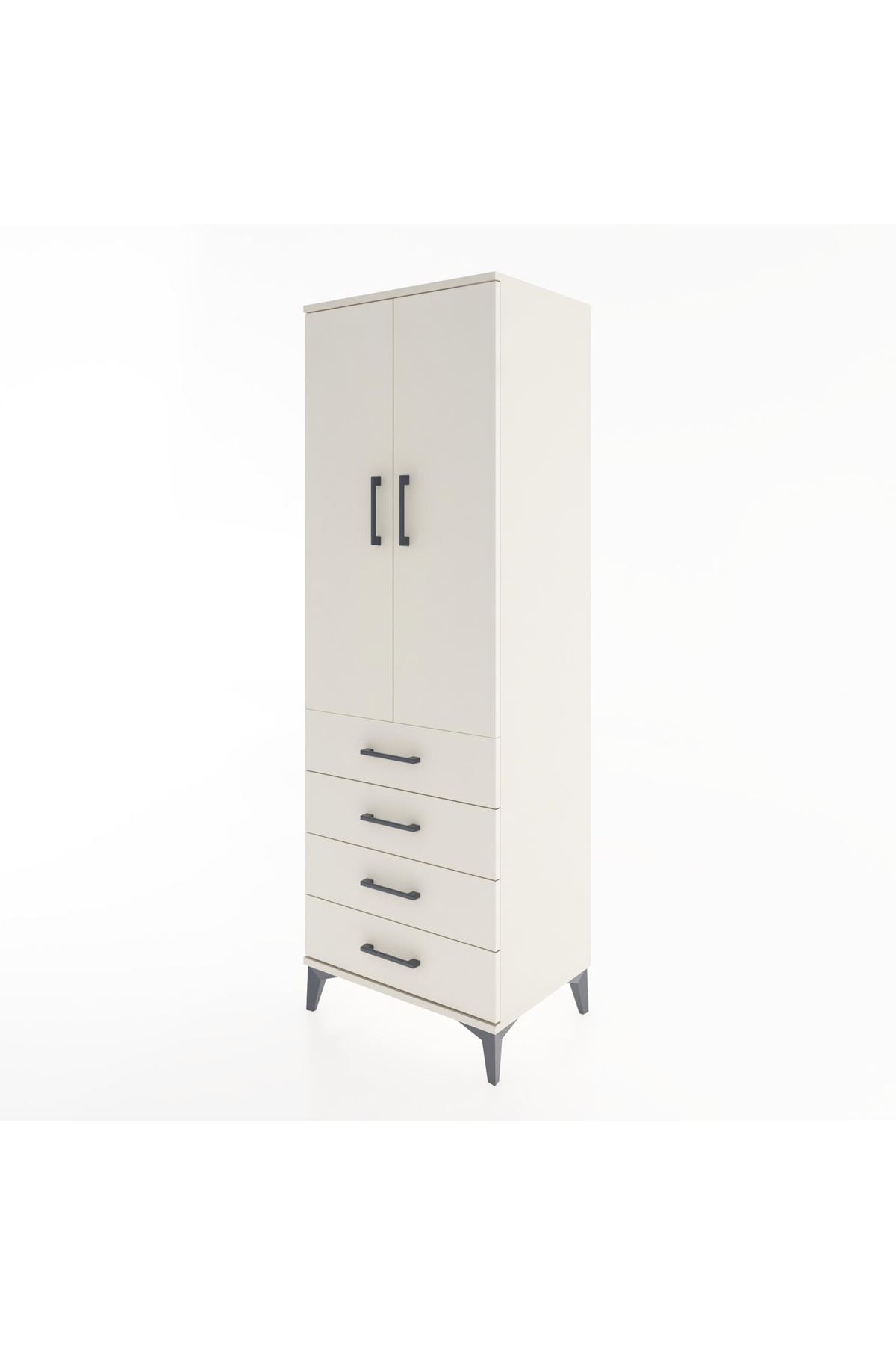 Hyperion Dolap Tek Raflı 4 Çekmeceli Tek Askılı 60x44x182 - S56M027V1B