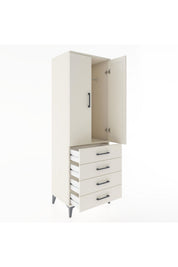 Hyperion Dolap Tek Raflı 4 Çekmeceli Tek Askılı 60x44x182 - S56M027V1B